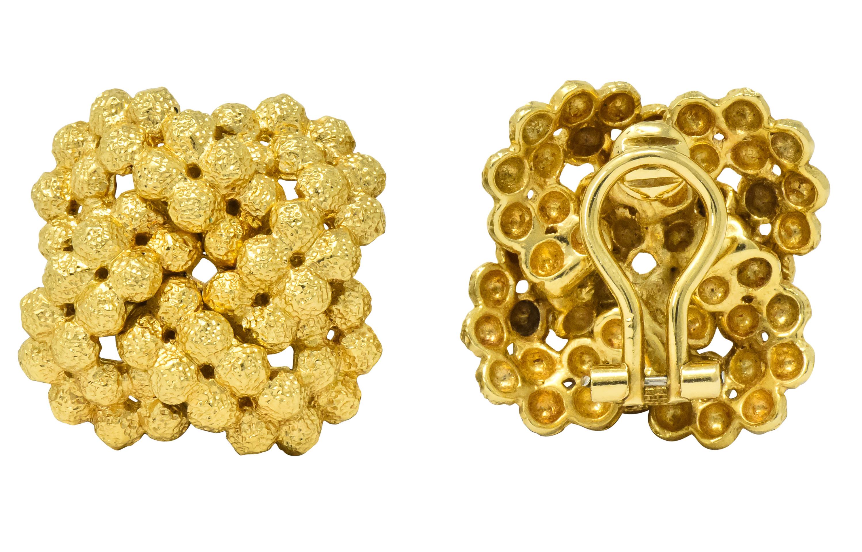 Contemporary Tiffany & Co. Vintage 18 Karat Gold Cluster Ear-Clip Earrings