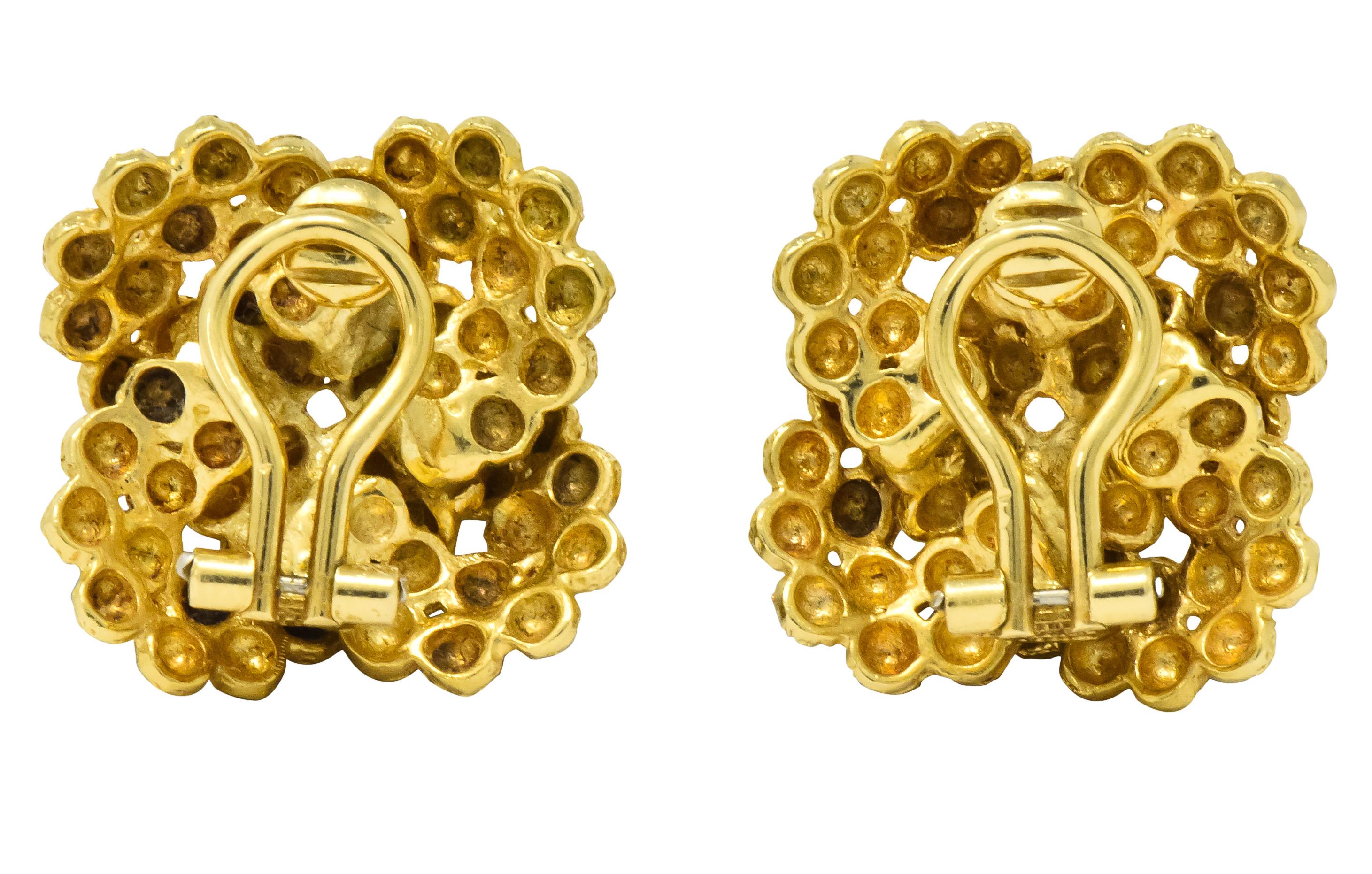 Tiffany & Co. Vintage 18 Karat Gold Cluster Ear-Clip Earrings In Excellent Condition In Philadelphia, PA