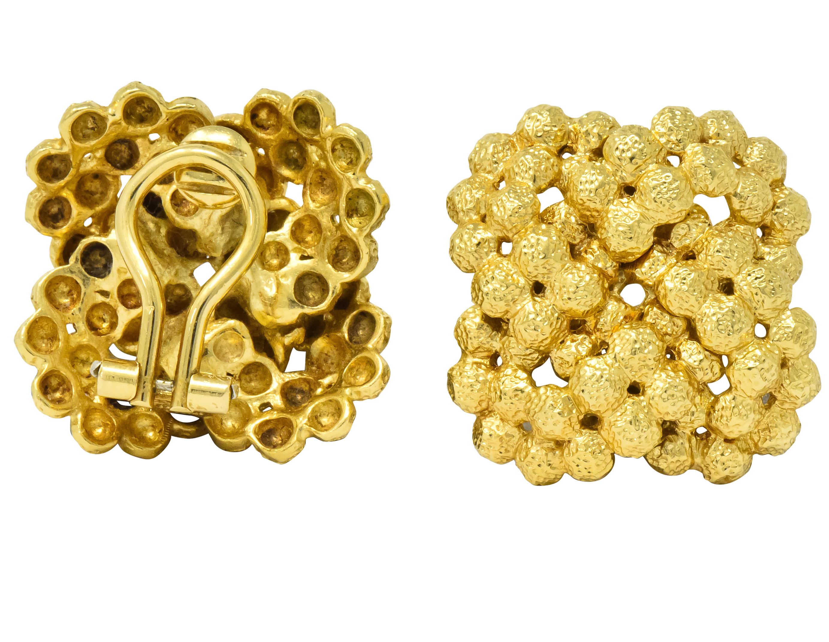 Women's or Men's Tiffany & Co. Vintage 18 Karat Gold Cluster Ear-Clip Earrings