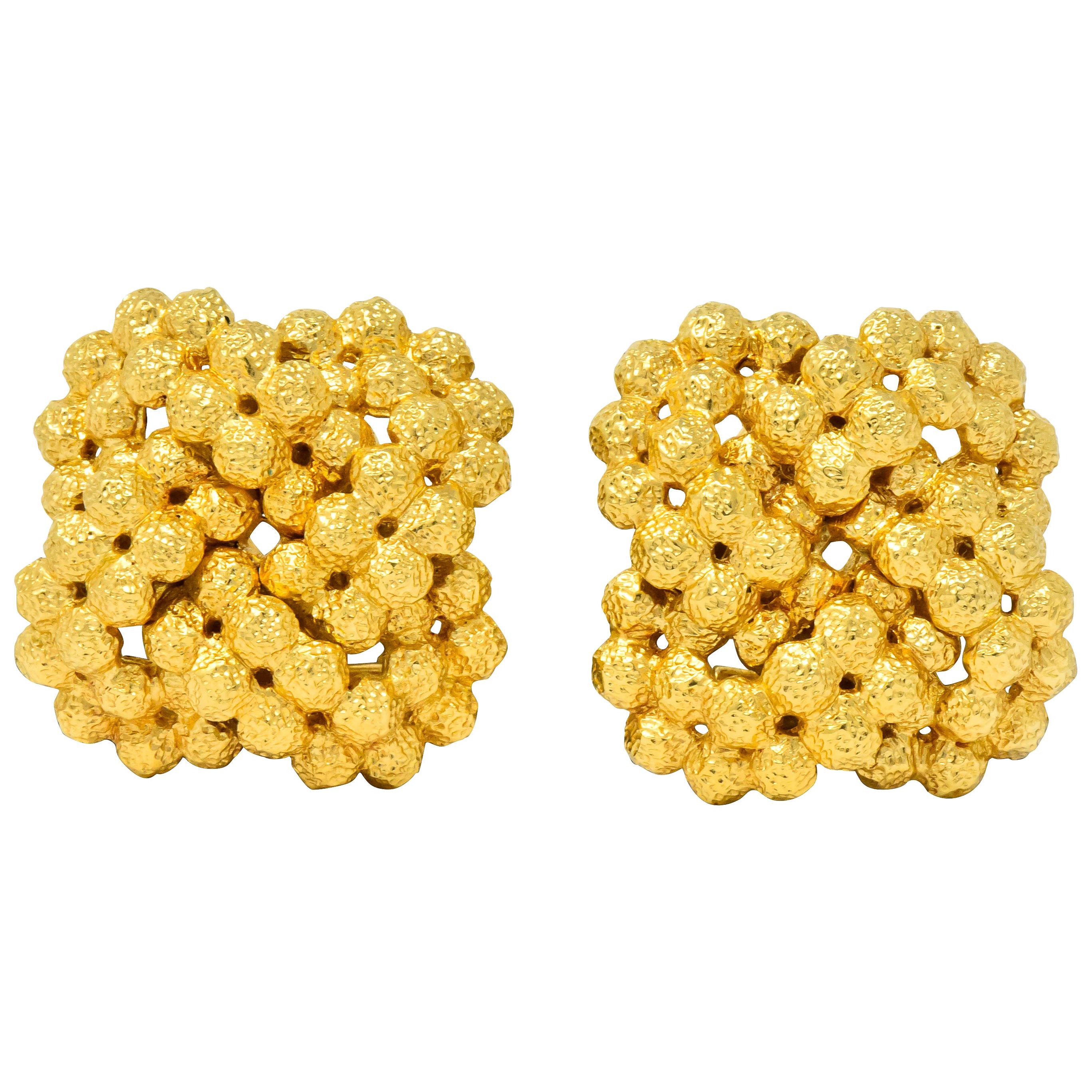 Tiffany & Co. Vintage 18 Karat Gold Cluster Ear-Clip Earrings