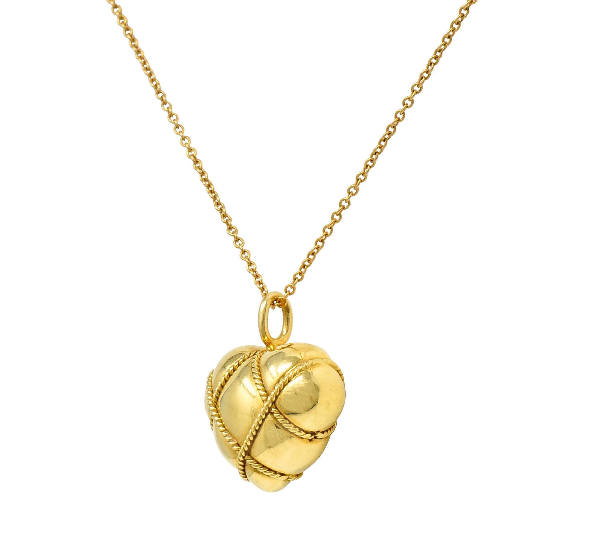 Contemporary Tiffany & Co. Vintage 18 Karat Gold Cross My Heart Pendant Necklace