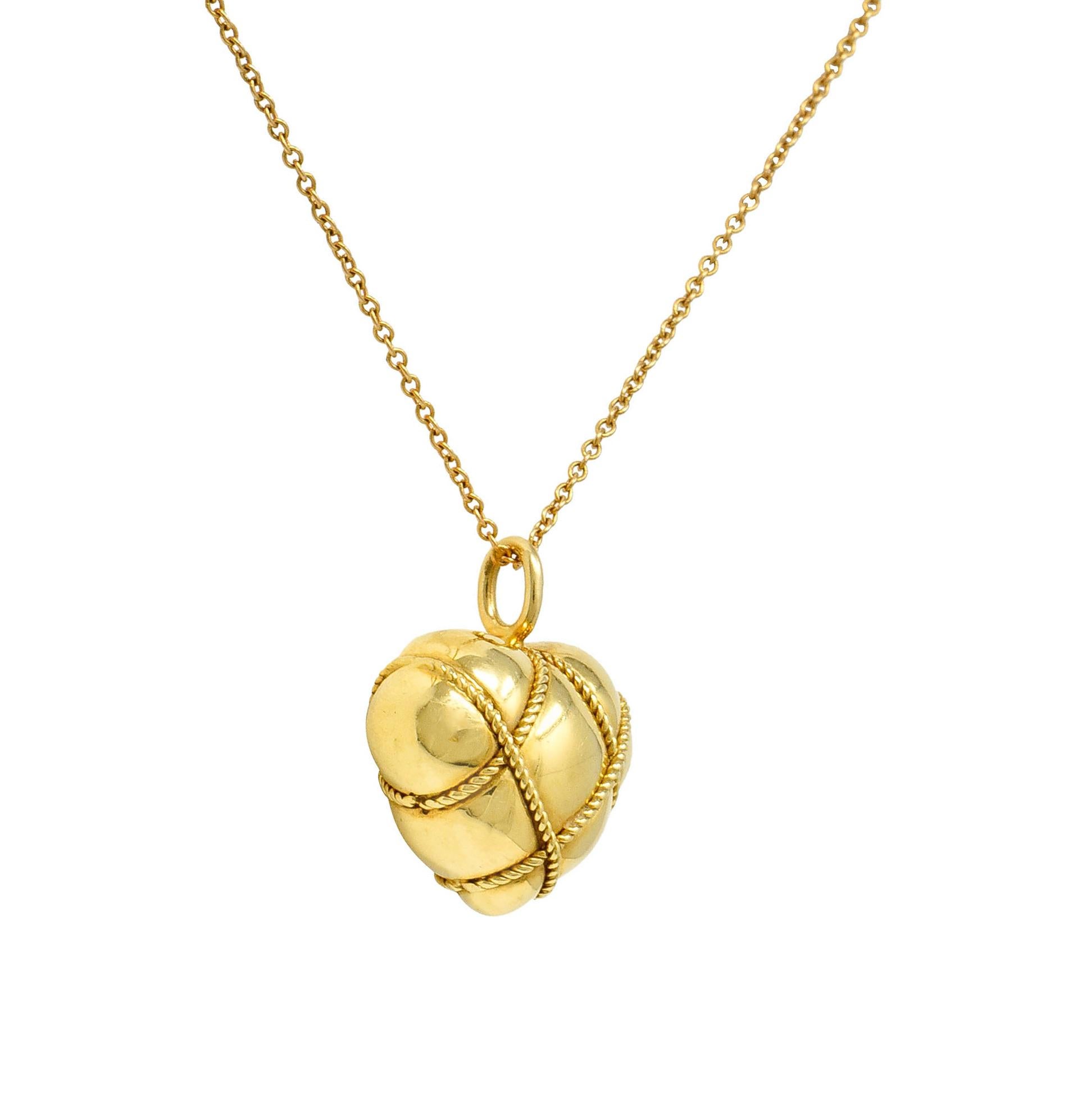 Women's or Men's Tiffany & Co. Vintage 18 Karat Gold Cross My Heart Pendant Necklace