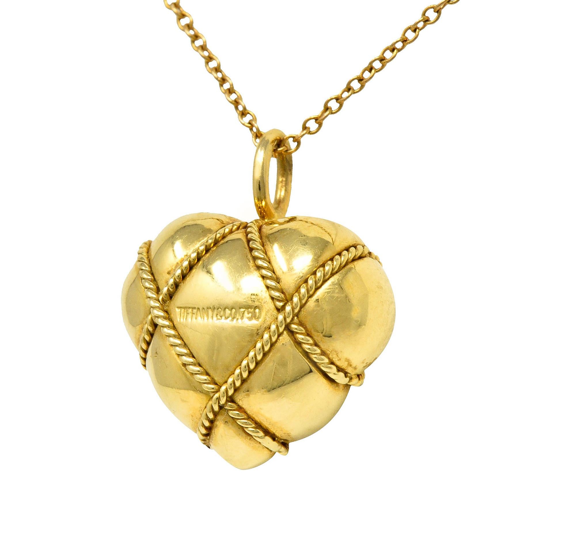 Tiffany & Co. Vintage 18 Karat Gold Cross My Heart Pendant Necklace 1