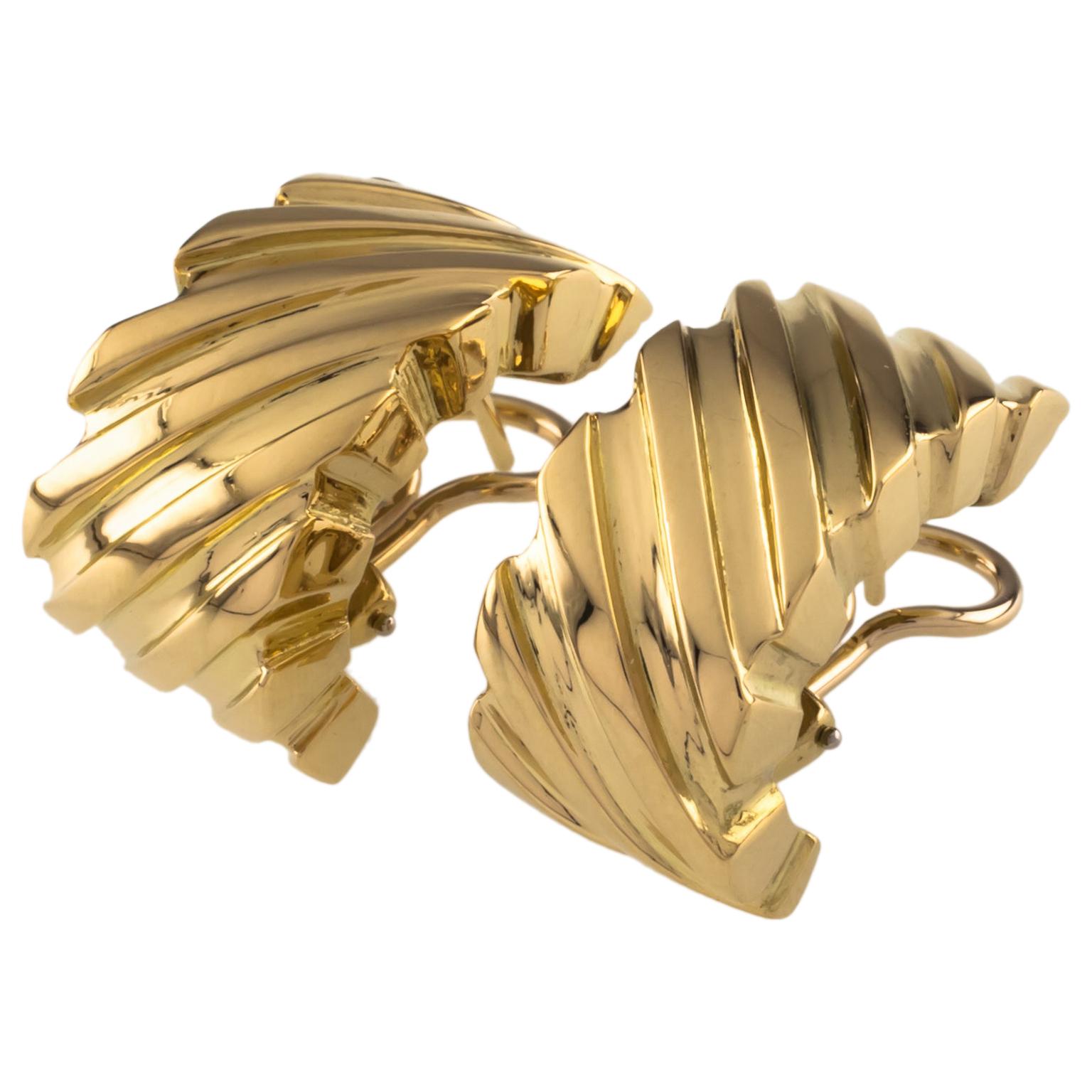 Tiffany & Co. Vintage 18 Karat Gold Huggie Earrings with Omega Backs For Sale