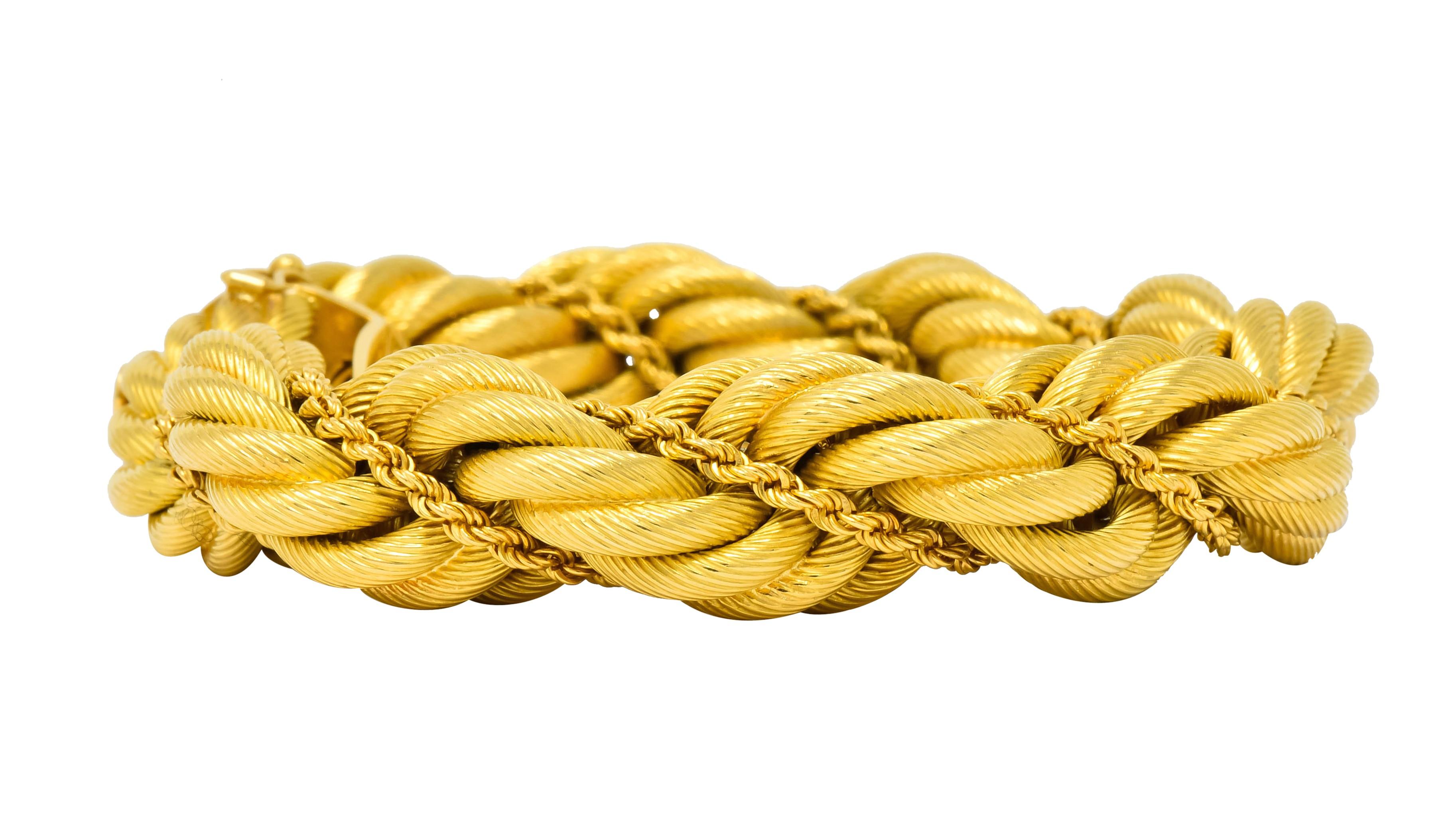 Tiffany & Co. Vintage 18 Karat Gold Large Twisted Rope Bracelet, circa 1970 In Excellent Condition In Philadelphia, PA