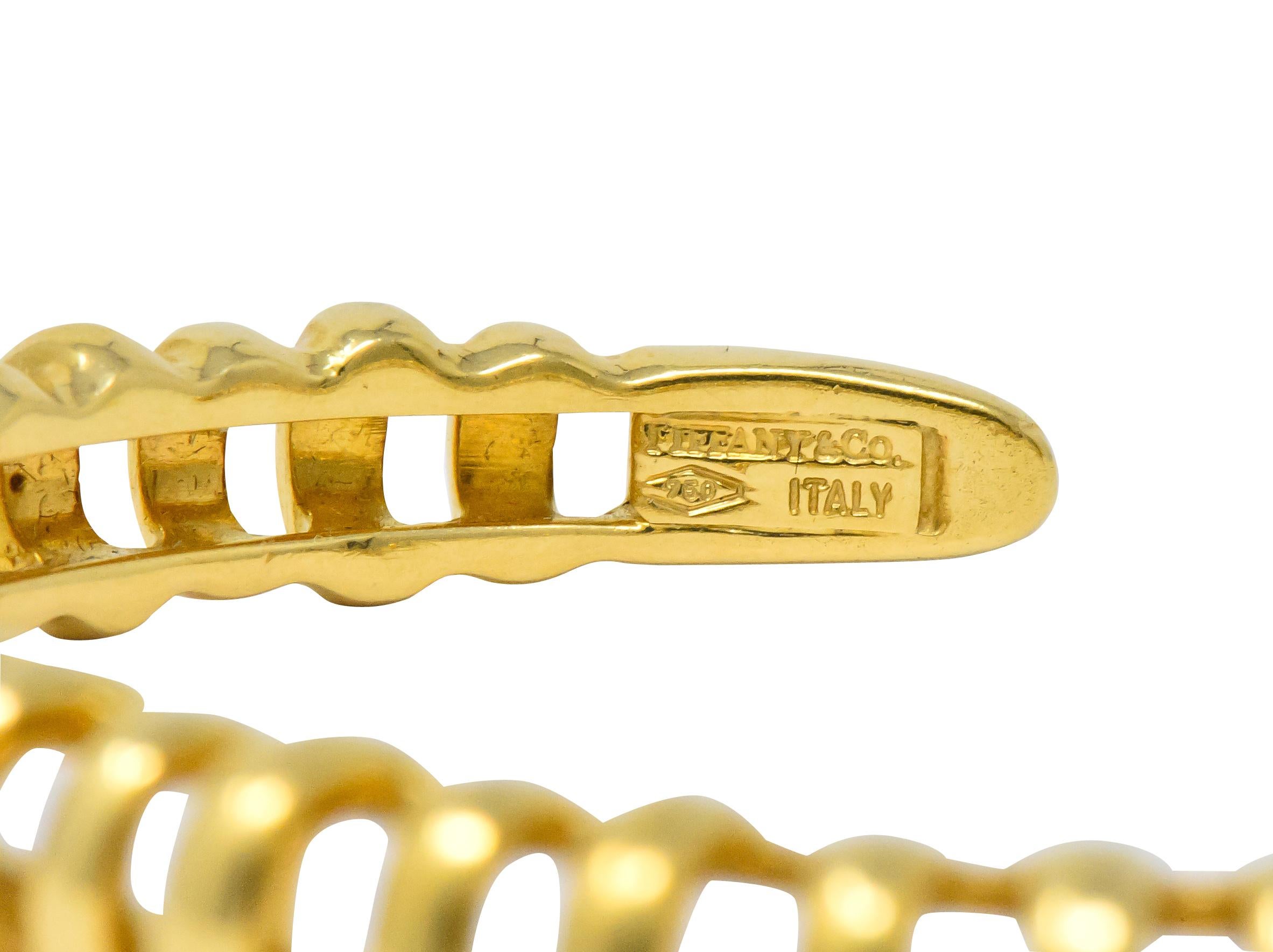 Modern Tiffany & Co. Vintage 18 Karat Gold Ribbed Cuff Bracelet
