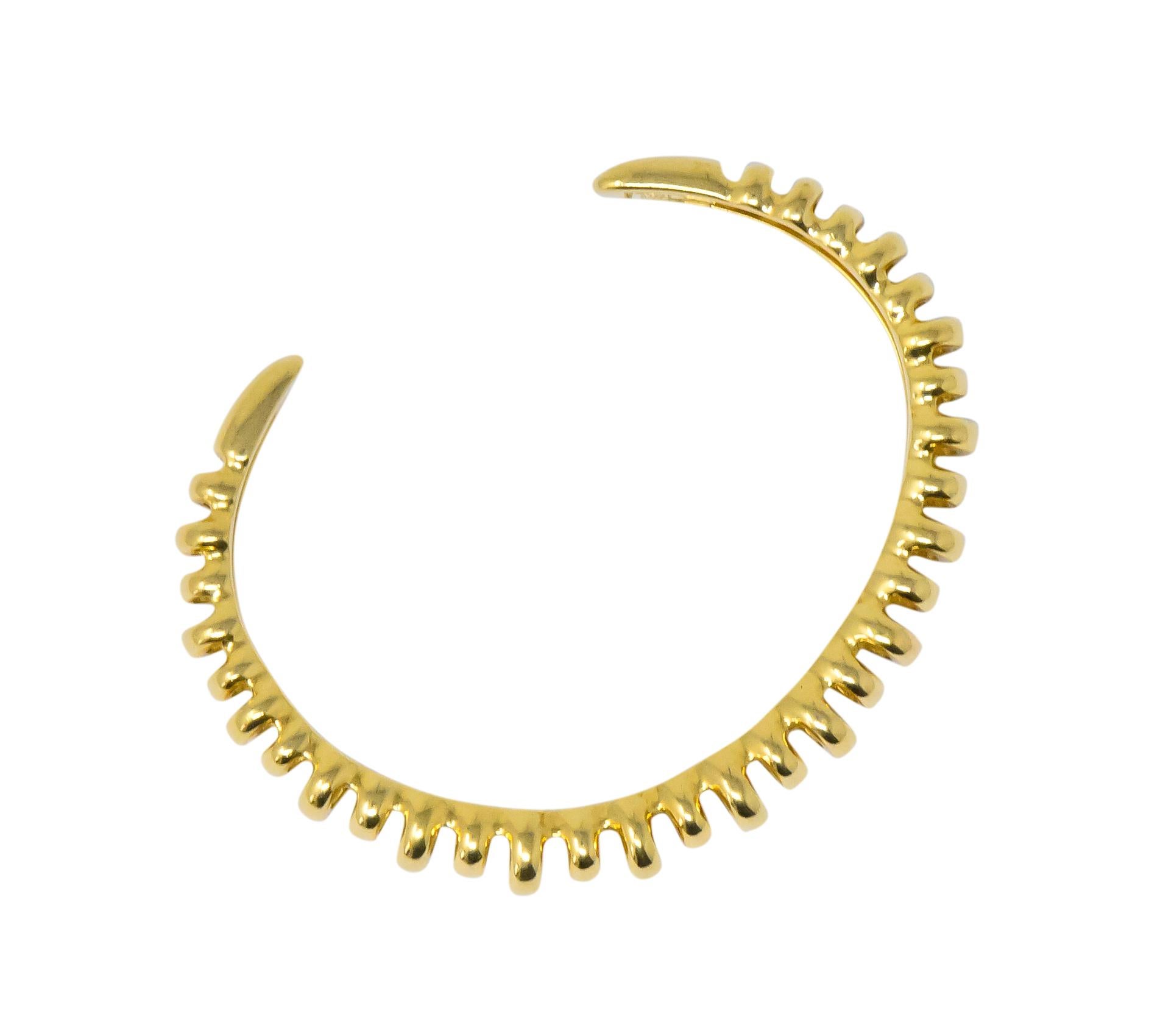 Tiffany & Co. Vintage 18 Karat Gold Ribbed Cuff Bracelet In Excellent Condition In Philadelphia, PA