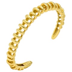 Tiffany & Co. Vintage 18 Karat Gold Ribbed Cuff Bracelet