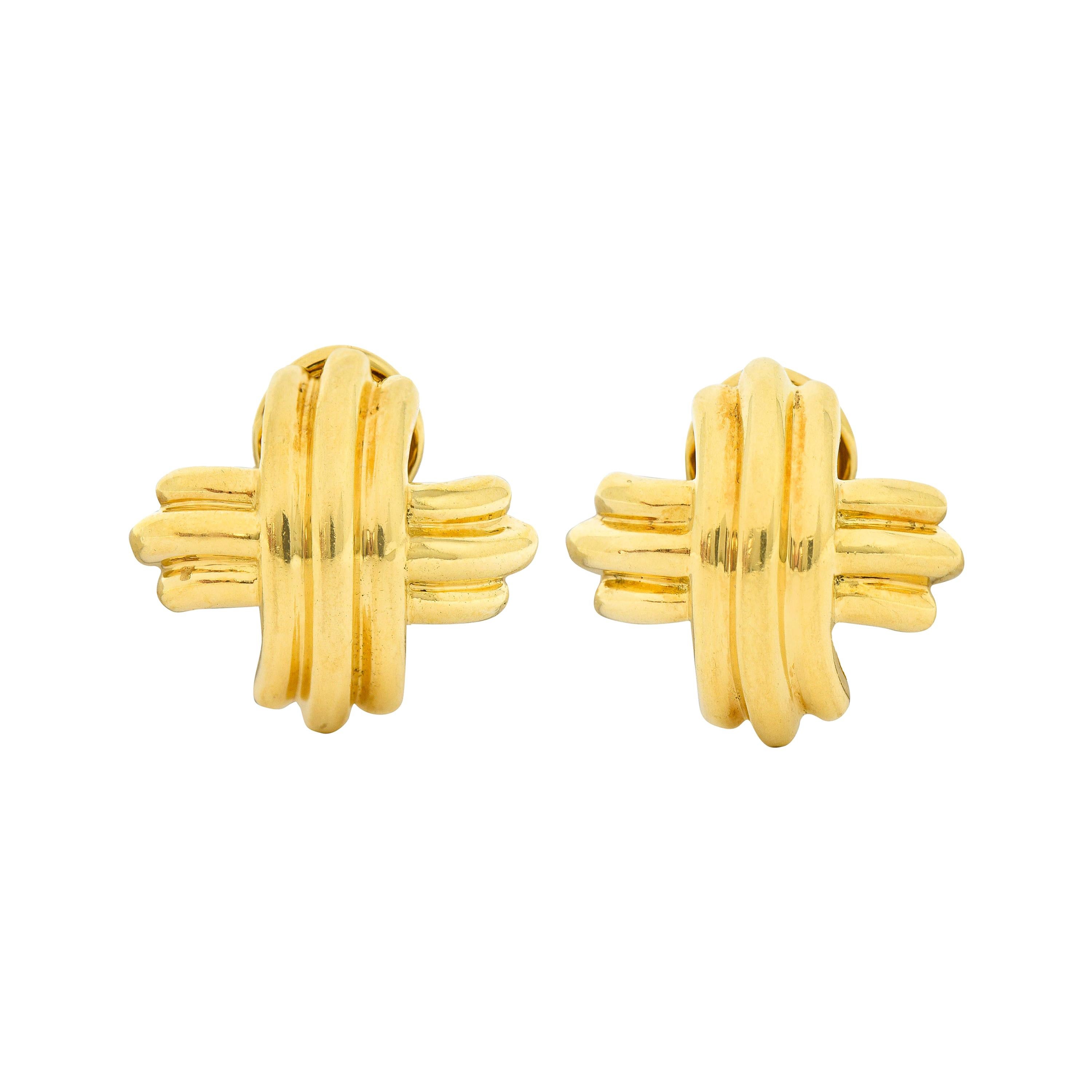 Tiffany & Co. Vintage 18 Karat Gold Signature X Cross Earrings
