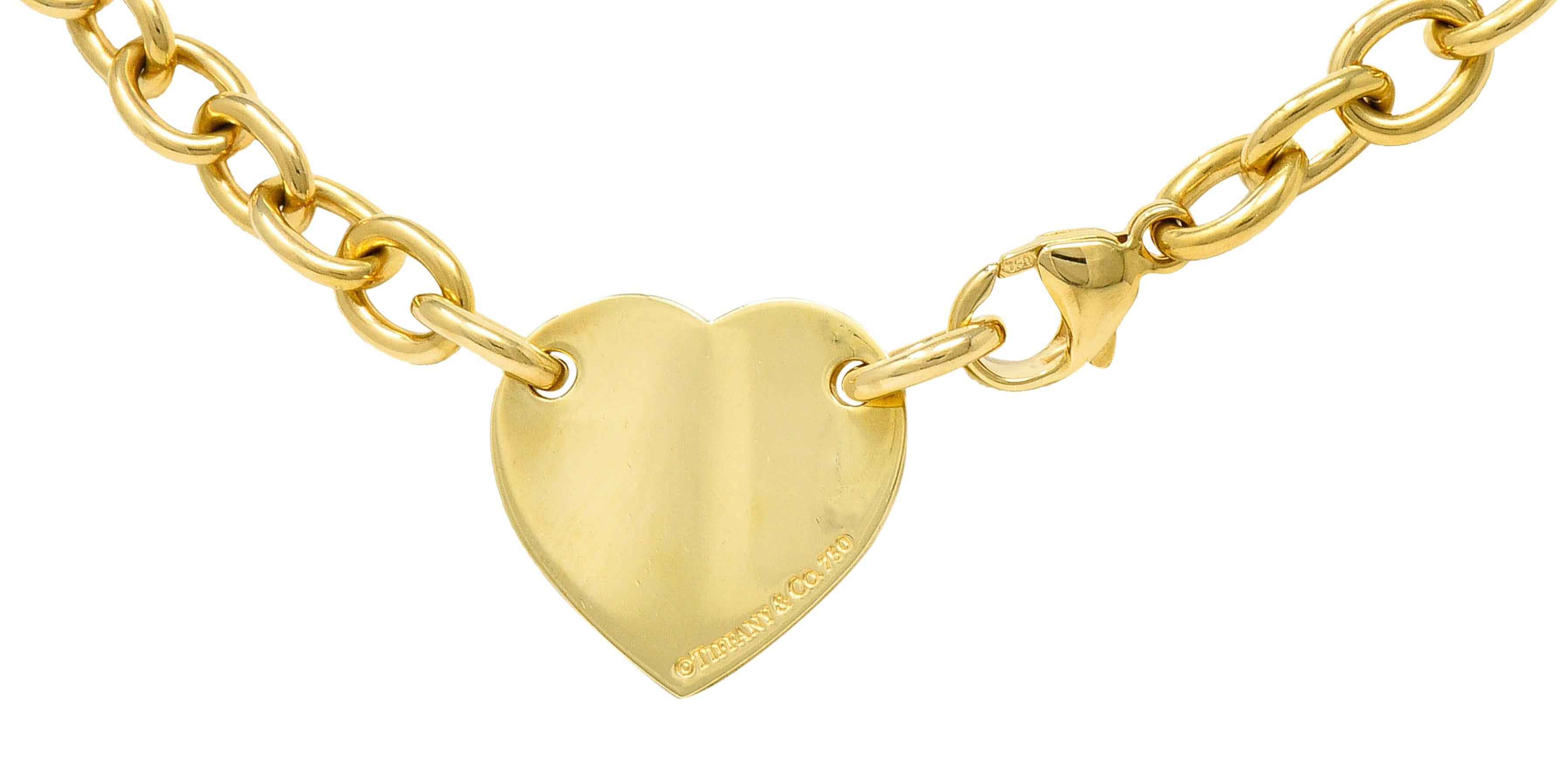 Tiffany & Co. Vintage 18 Karat Gold Tiffany Heart Collar Necklace In Excellent Condition In Philadelphia, PA