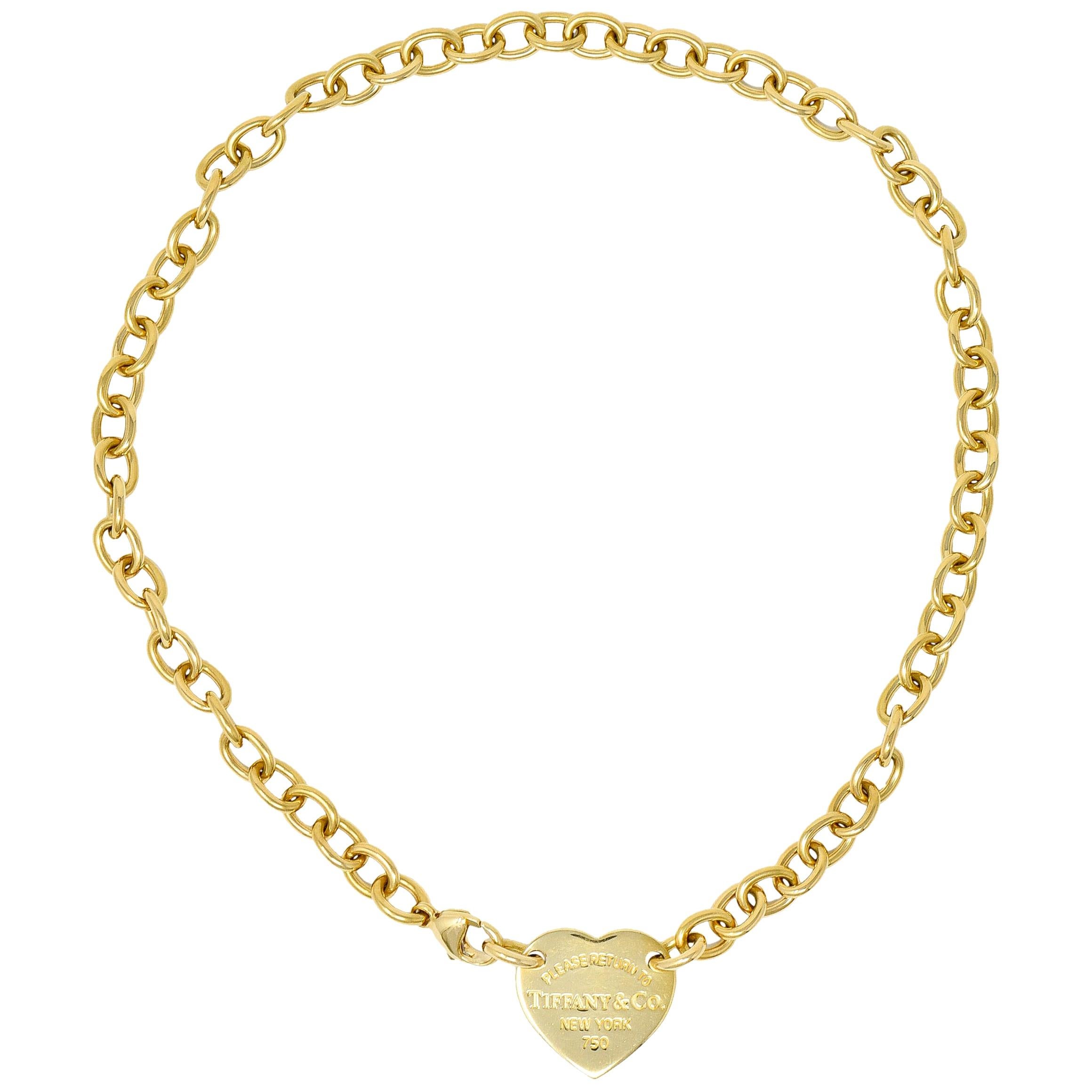 Tiffany & Co. Vintage 18 Karat Gold Tiffany Heart Collar Necklace