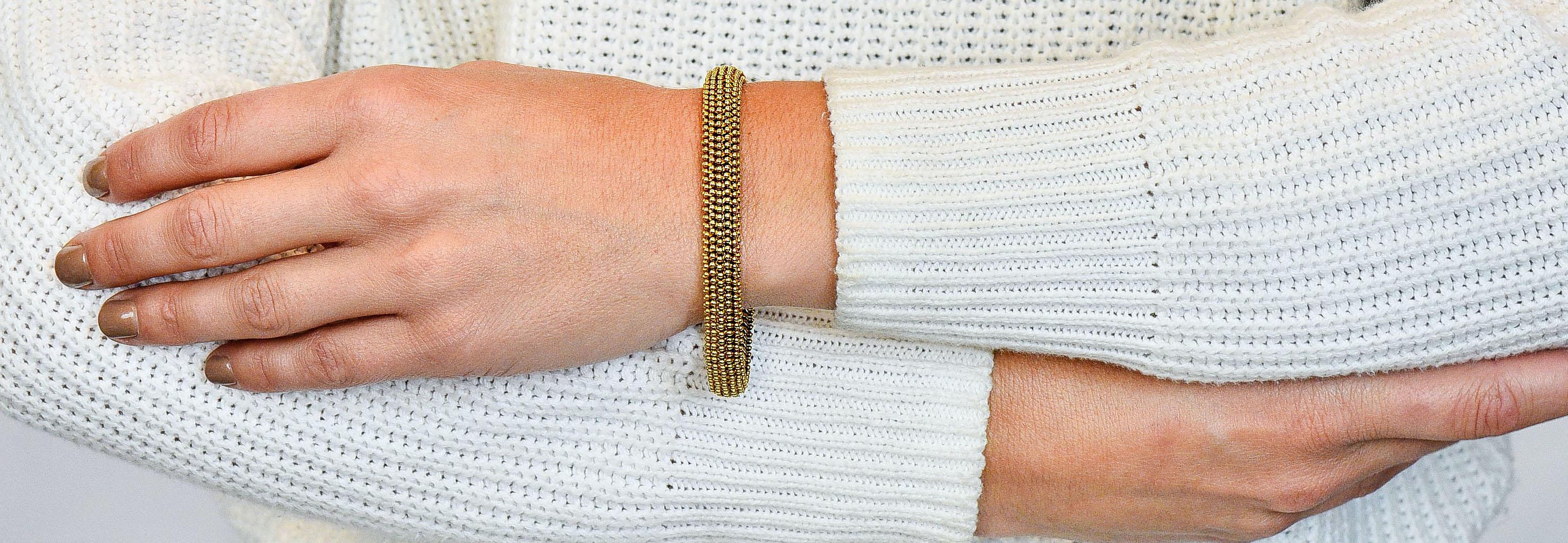 Tiffany & Co. Vintage 18 Karat Yellow Gold Beaded Link Bracelet 9