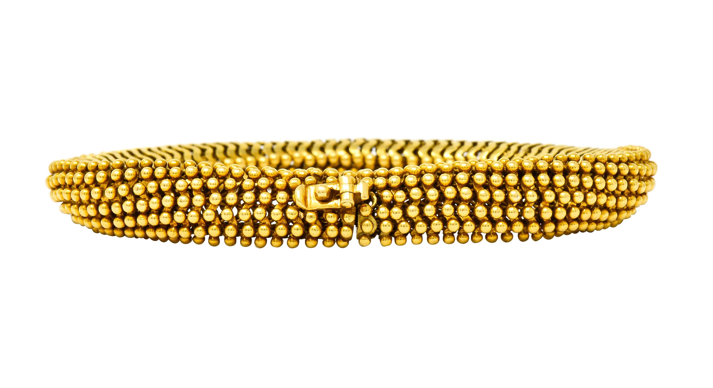 Tiffany & Co. Vintage 18 Karat Yellow Gold Beaded Link Bracelet In Excellent Condition In Philadelphia, PA