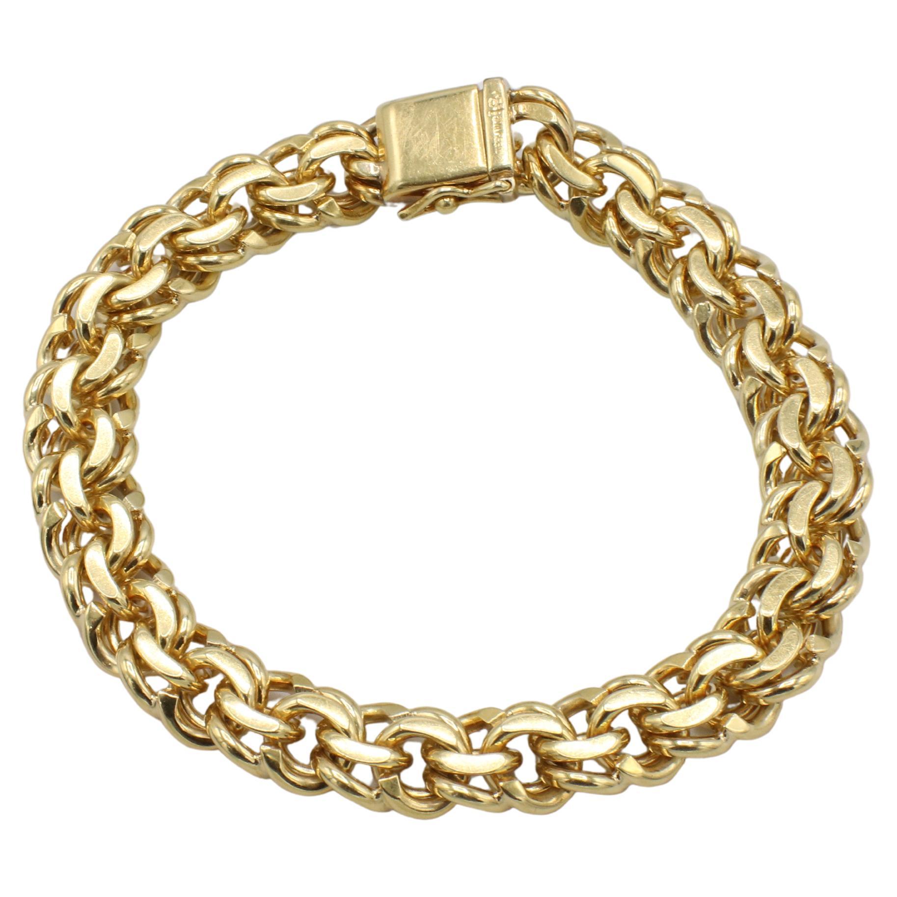 Tiffany & Co. Pulsera vintage de eslabones de cadena de oro amarillo de 18 quilates 
Metal: oro amarillo de 18 quilates 750
Peso: 47.5 gramos
Longitud: 7 pulgadas
Anchura: 9 mm
ATNL F35001086
