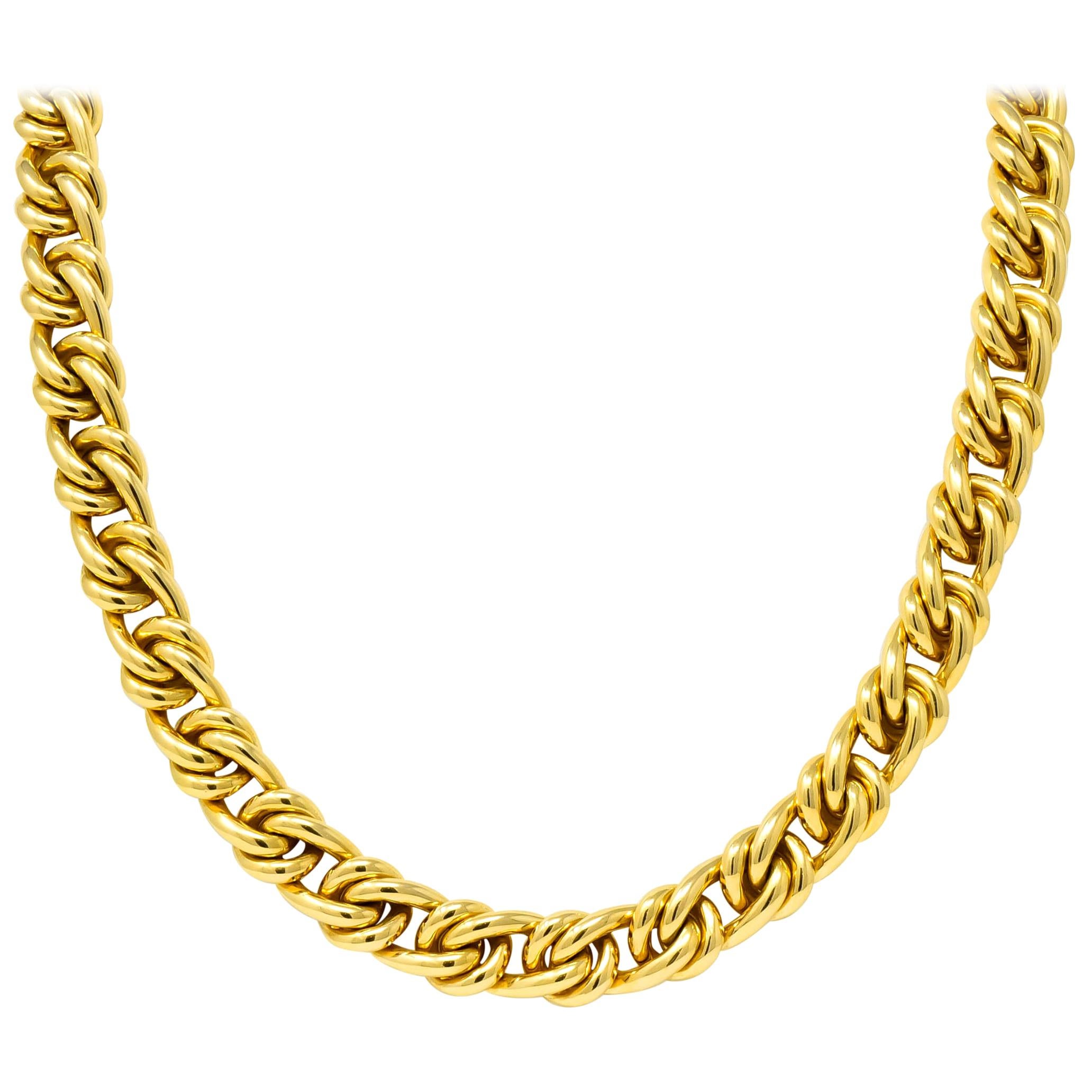 Tiffany & Co. Vintage 18 Karat Yellow Gold Curbed Link Necklace