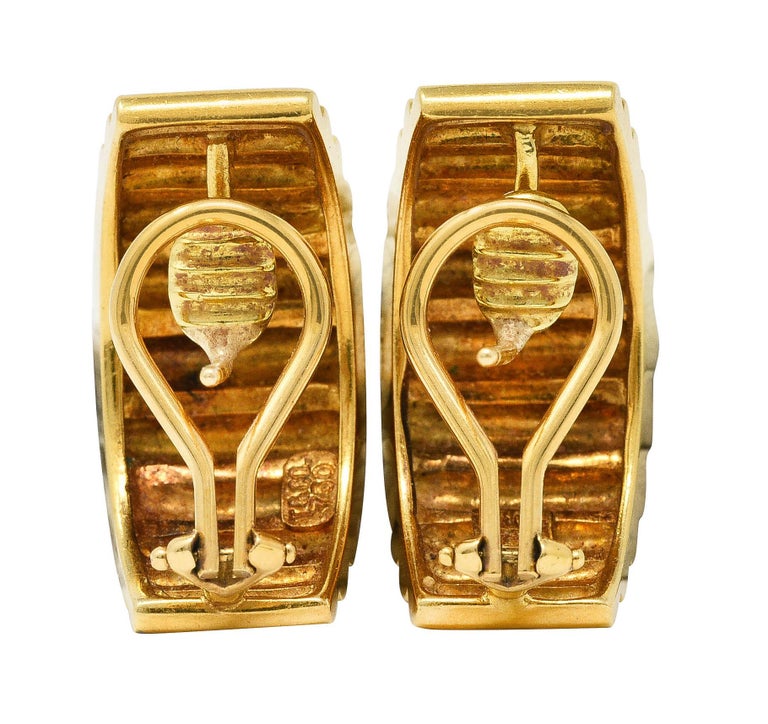 Tiffany and Co. Vintage 18 Karat Yellow Gold Fluted J-Hoop Earrings For ...