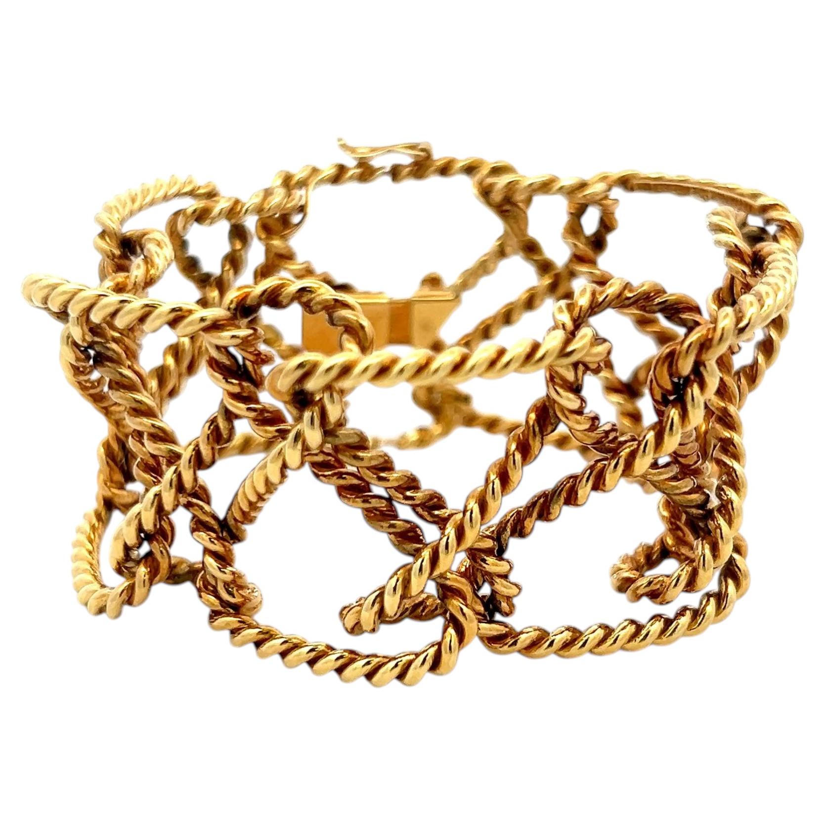 Pulsera vintage de Tiffany & Co. con eslabones trenzados en oro amarillo de 18 quilates, 56,8 gramos en venta