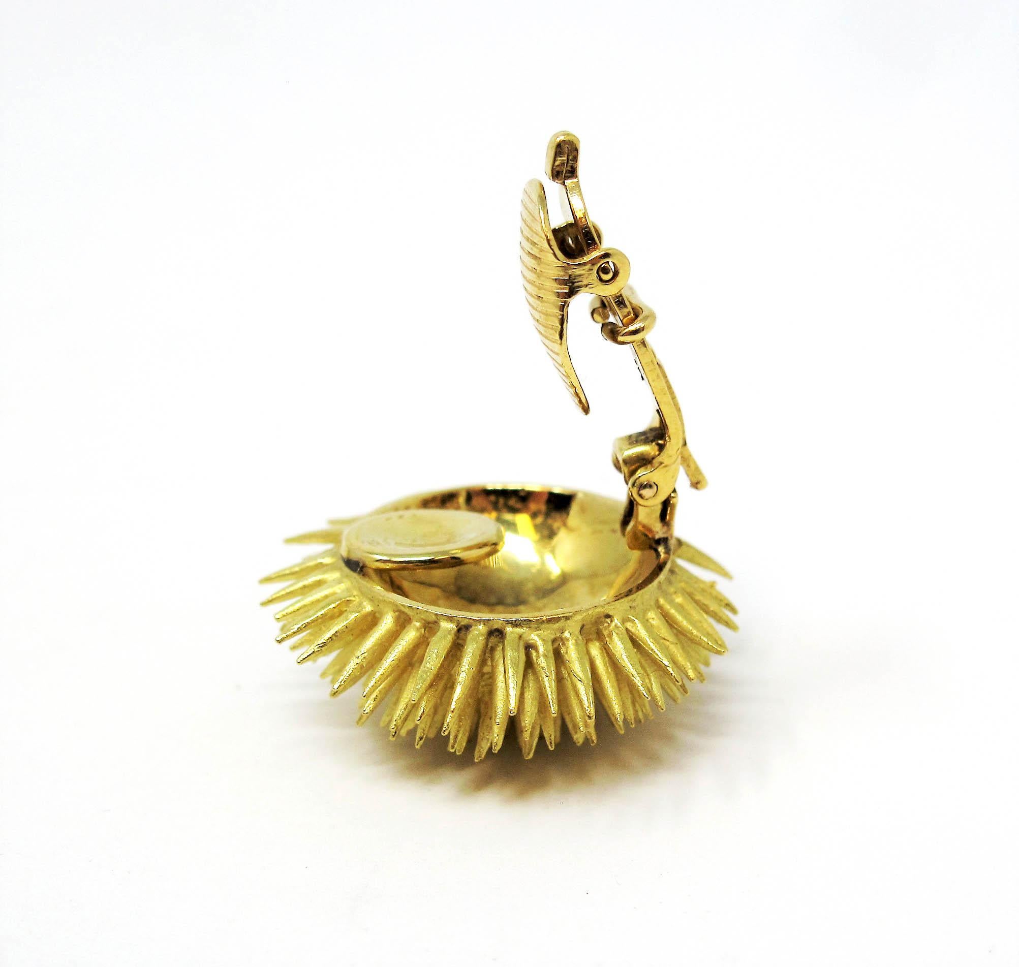 Contemporary Tiffany & Co. Vintage 18 Karat Yellow Gold Sea Urchin Dome Non-Pierced Earrings