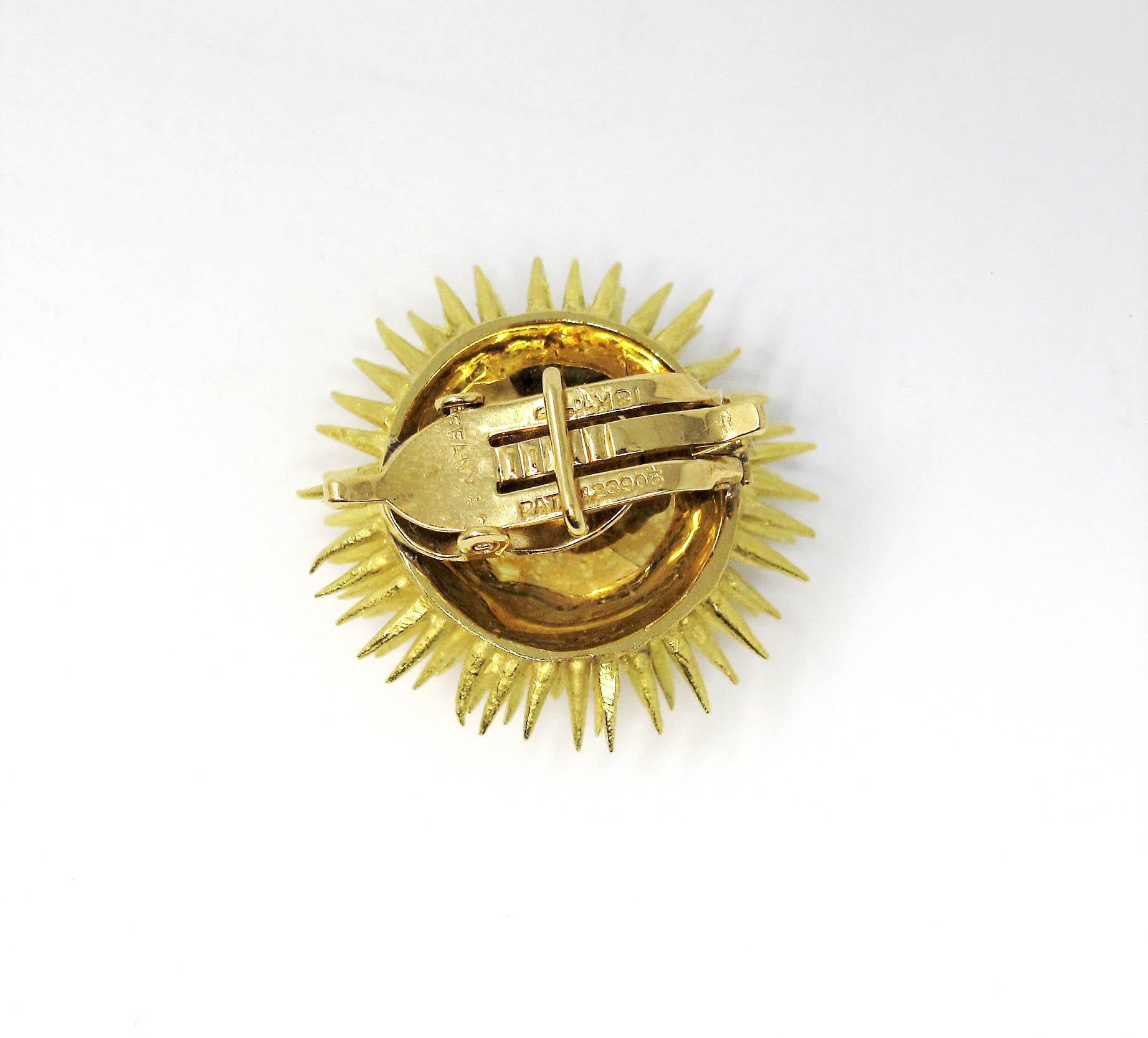 Women's Tiffany & Co. Vintage 18 Karat Yellow Gold Sea Urchin Dome Non-Pierced Earrings