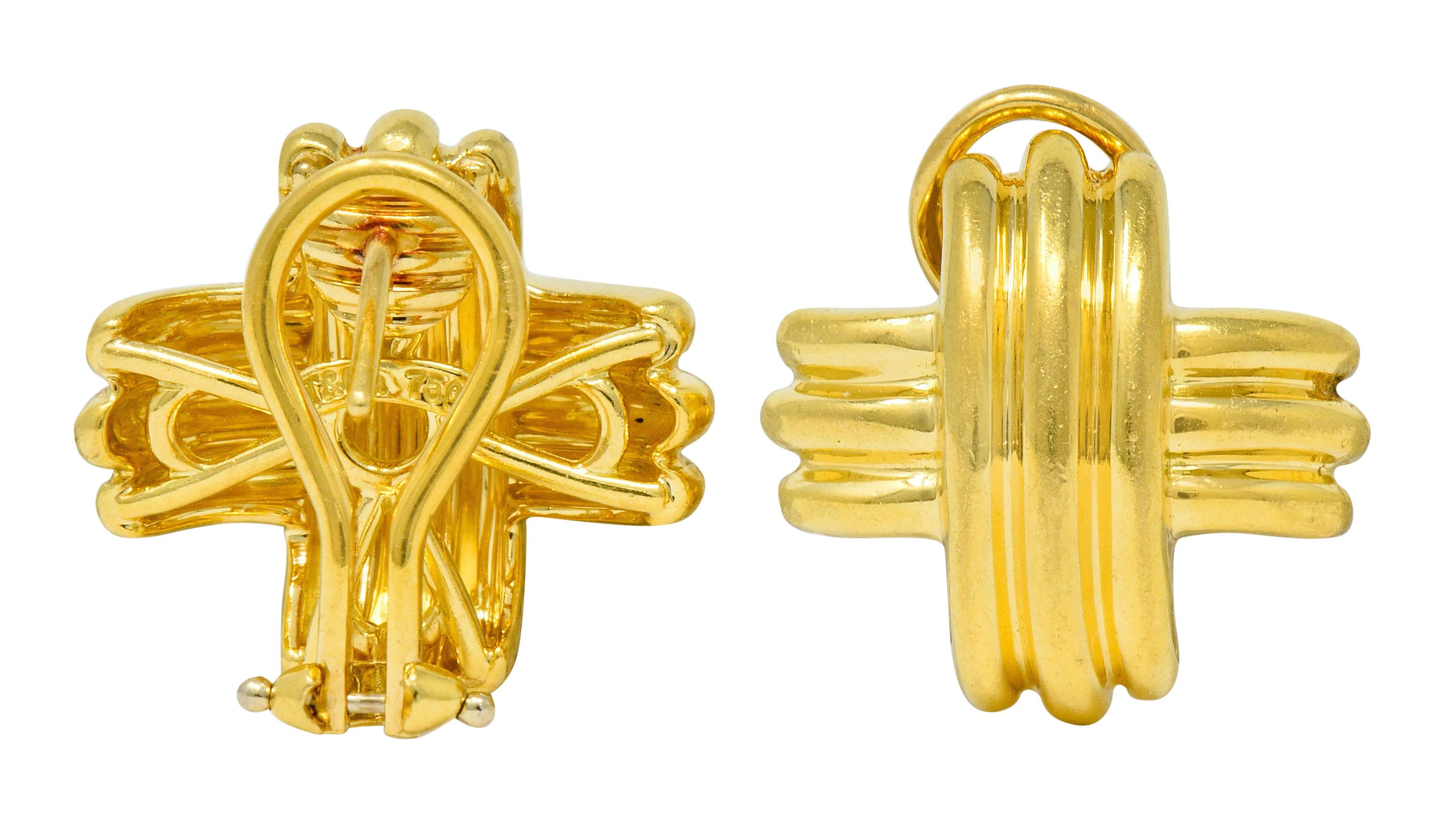 tiffany gold cross earrings