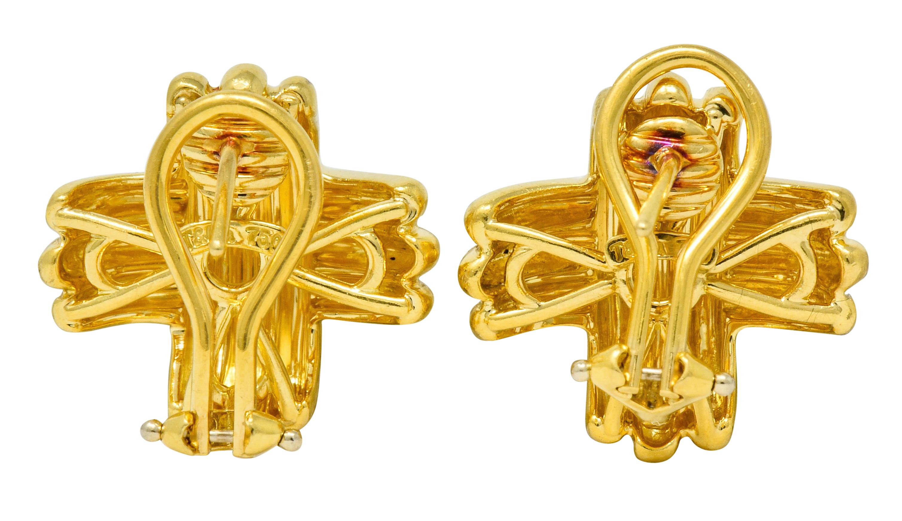 Women's or Men's Tiffany & Co. Vintage 18 Karat Yellow Gold Signature X Cross Earrings
