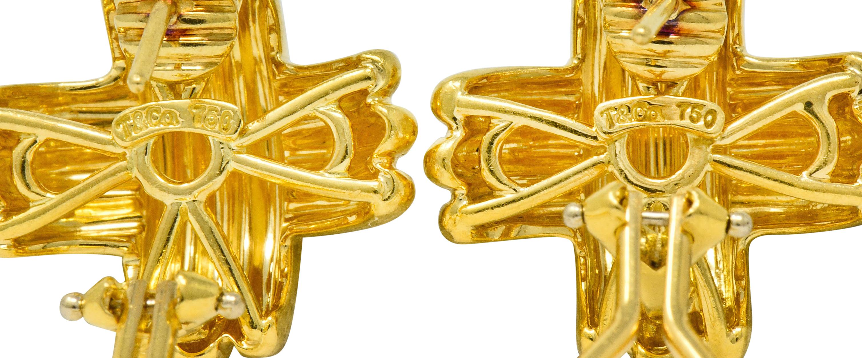 Tiffany & Co. Vintage 18 Karat Yellow Gold Signature X Cross Earrings 1