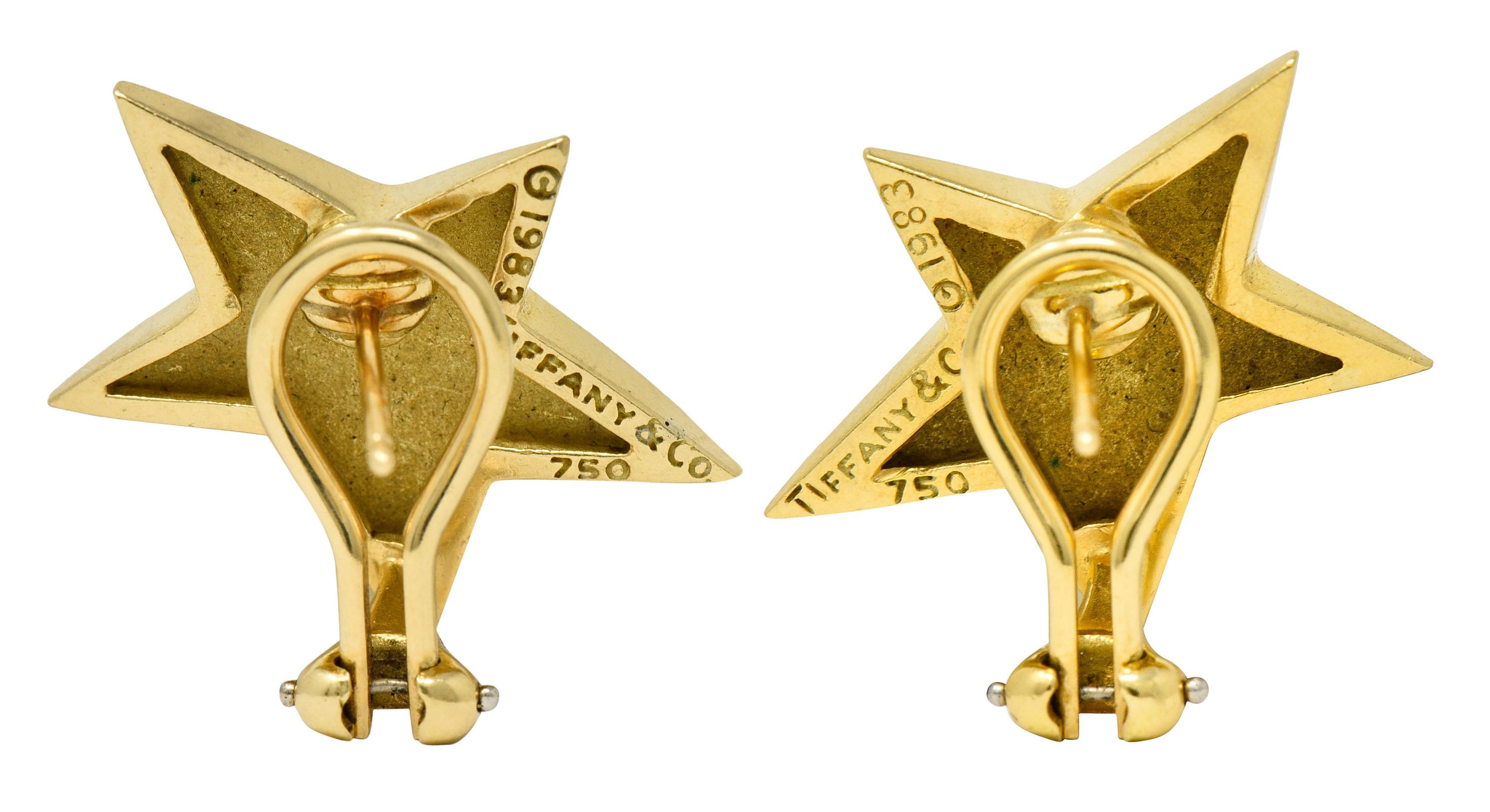 Contemporary Tiffany & Co. Vintage 18 Karat Yellow Gold Star Earrings