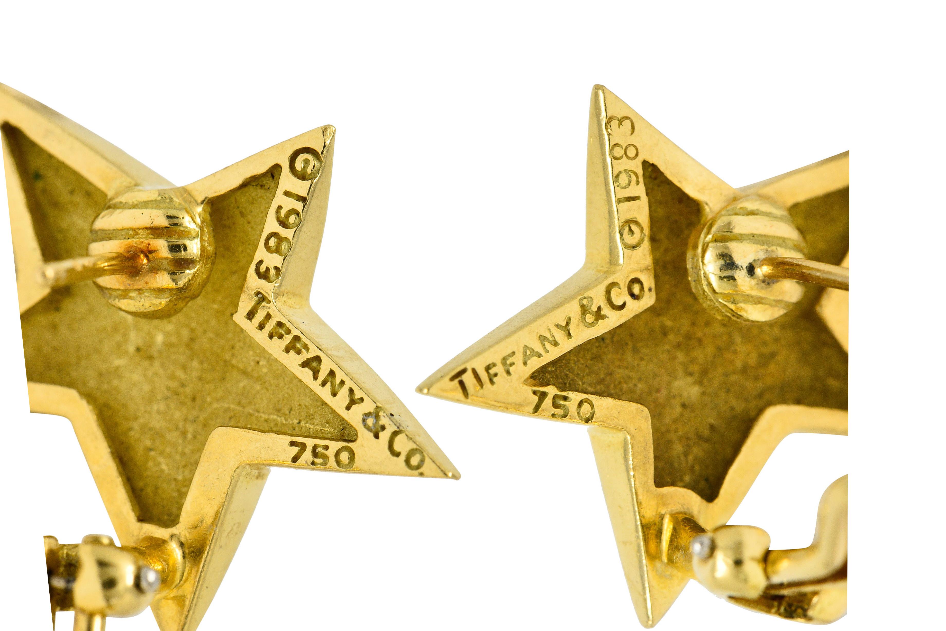 Tiffany & Co. Vintage 18 Karat Yellow Gold Star Earrings In Excellent Condition In Philadelphia, PA