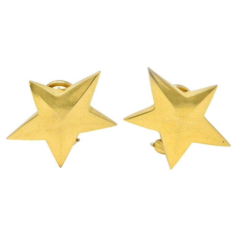 Tiffany and Co. Vintage 18 Karat Yellow Gold Star Earrings For Sale at ...
