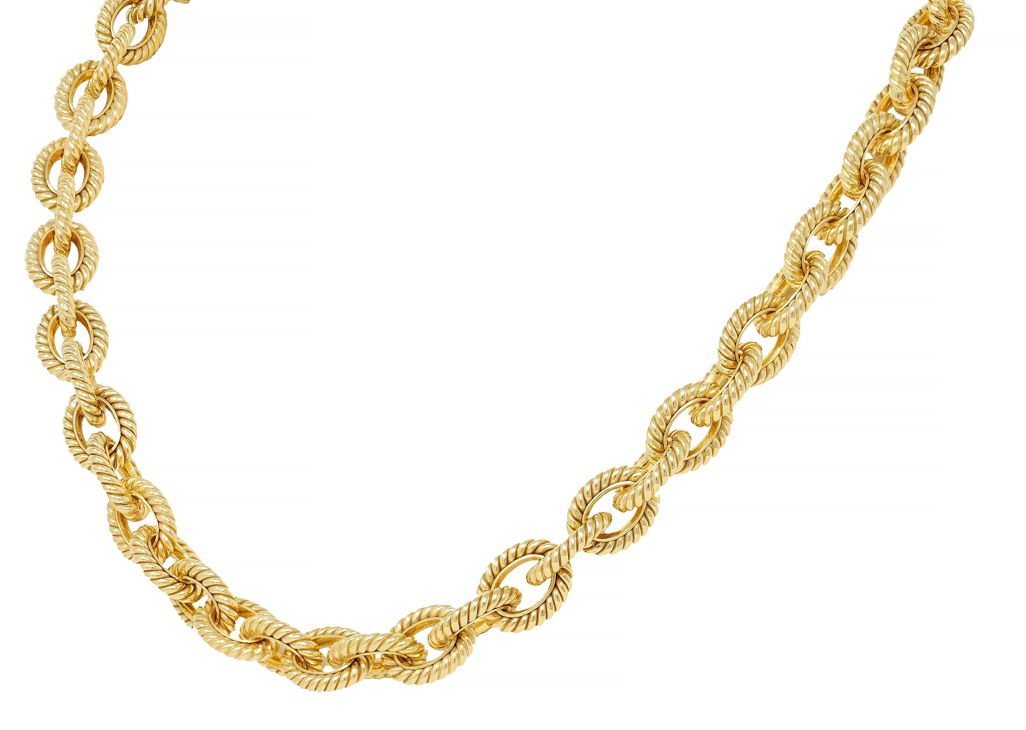 Tiffany & Co Vintage 18 Karat Yellow Gold Twisted Rope Cable Link Chain Necklace (Collier de chaîne à maillons torsadés en or jaune 18 carats) en vente 2