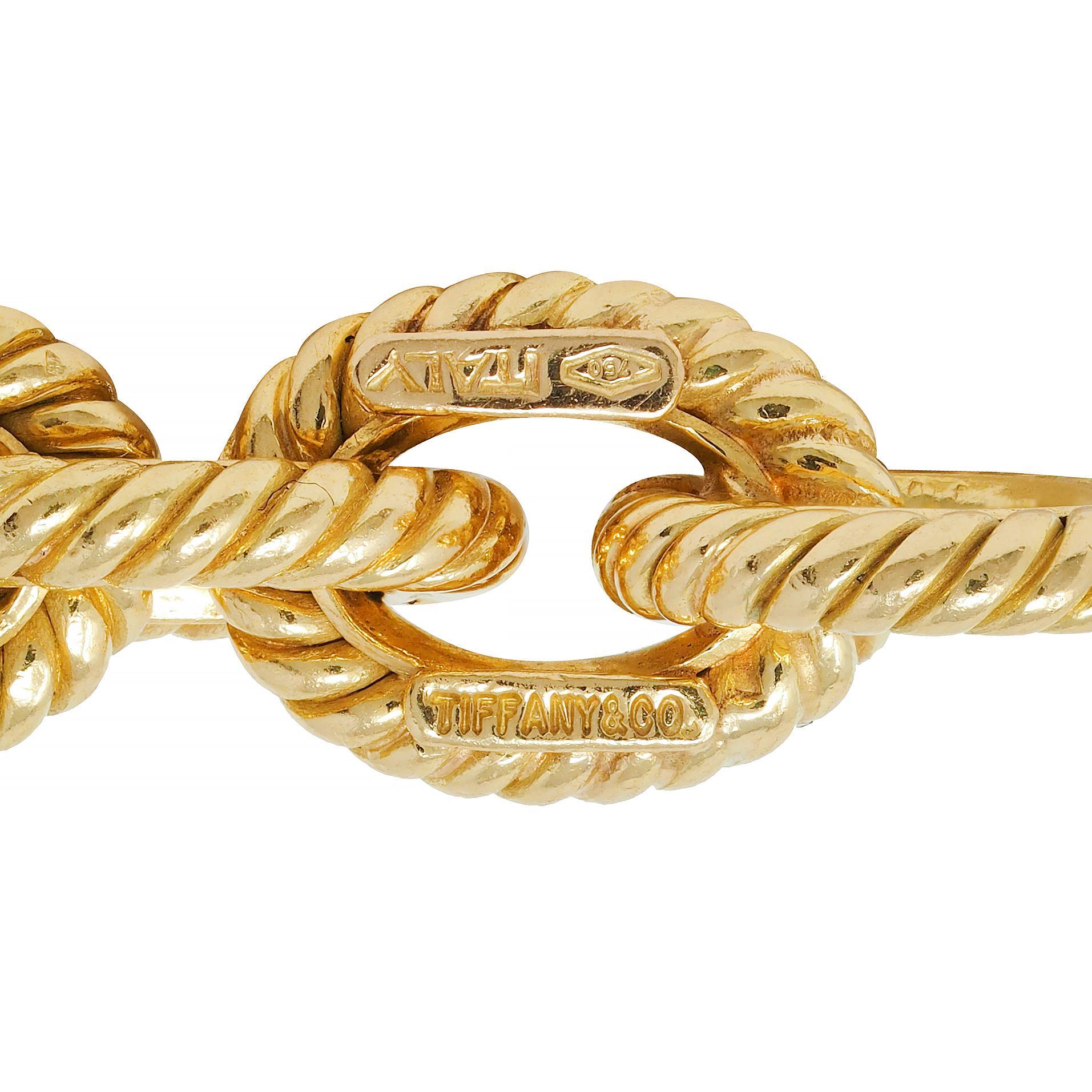 Tiffany & Co Vintage 18 Karat Yellow Gold Twisted Rope Cable Link Chain Necklace For Sale 4