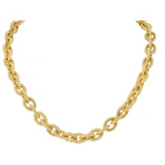 Tiffany & Co Vintage 18 Karat Yellow Gold Twisted Rope Cable Link Chain Necklace