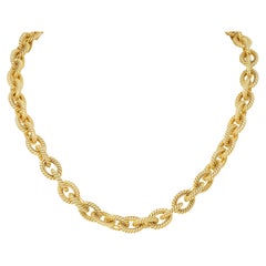 Tiffany & Co Vintage 18 Karat Yellow Gold Twisted Rope Cable Link Chain Necklace