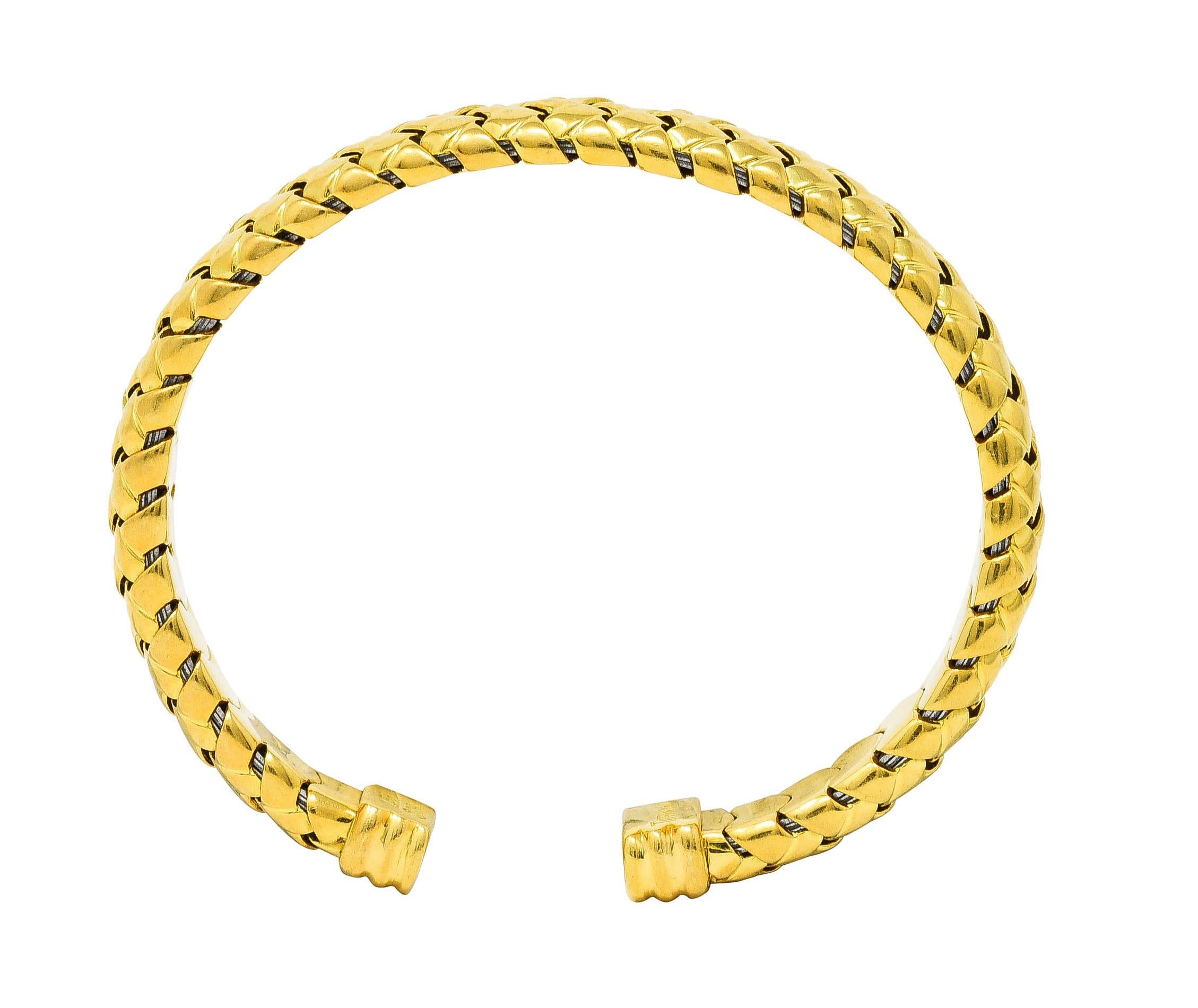 Tiffany & Co. Vintage 18 Karat Yellow Gold Vanneire Woven Cuff Bracelet 1