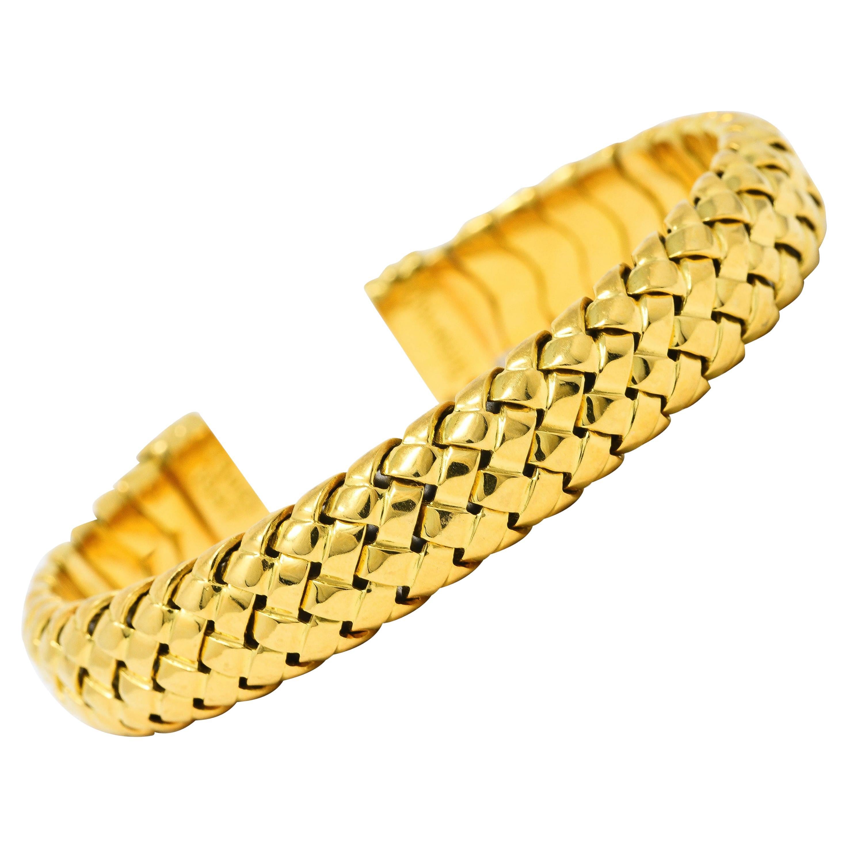Tiffany & Co. Vintage 18 Karat Yellow Gold Vanneire Woven Cuff Bracelet