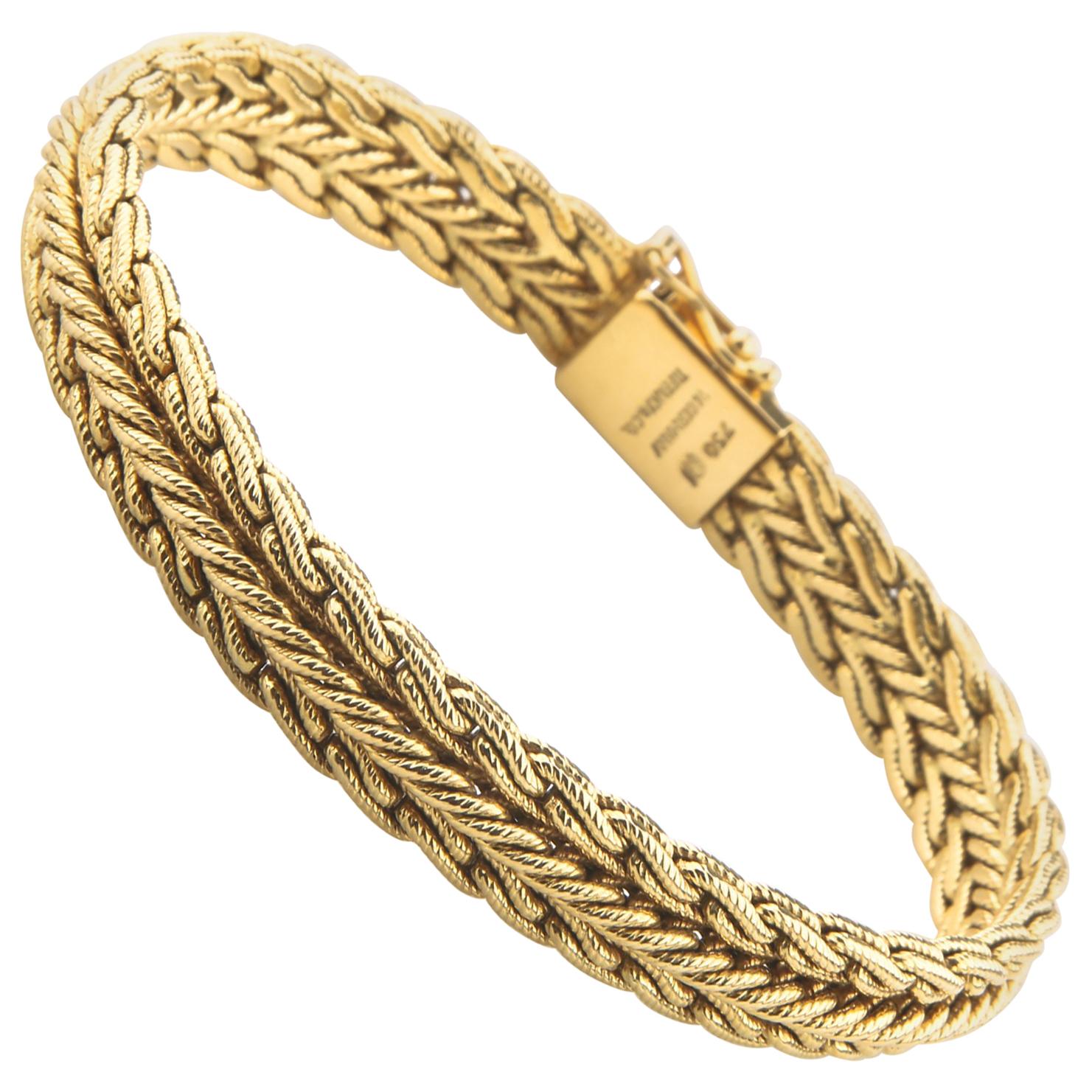 Tiffany & Co. 18 Karat Gelbgold gewebtes Mesh-Armband W. Germany