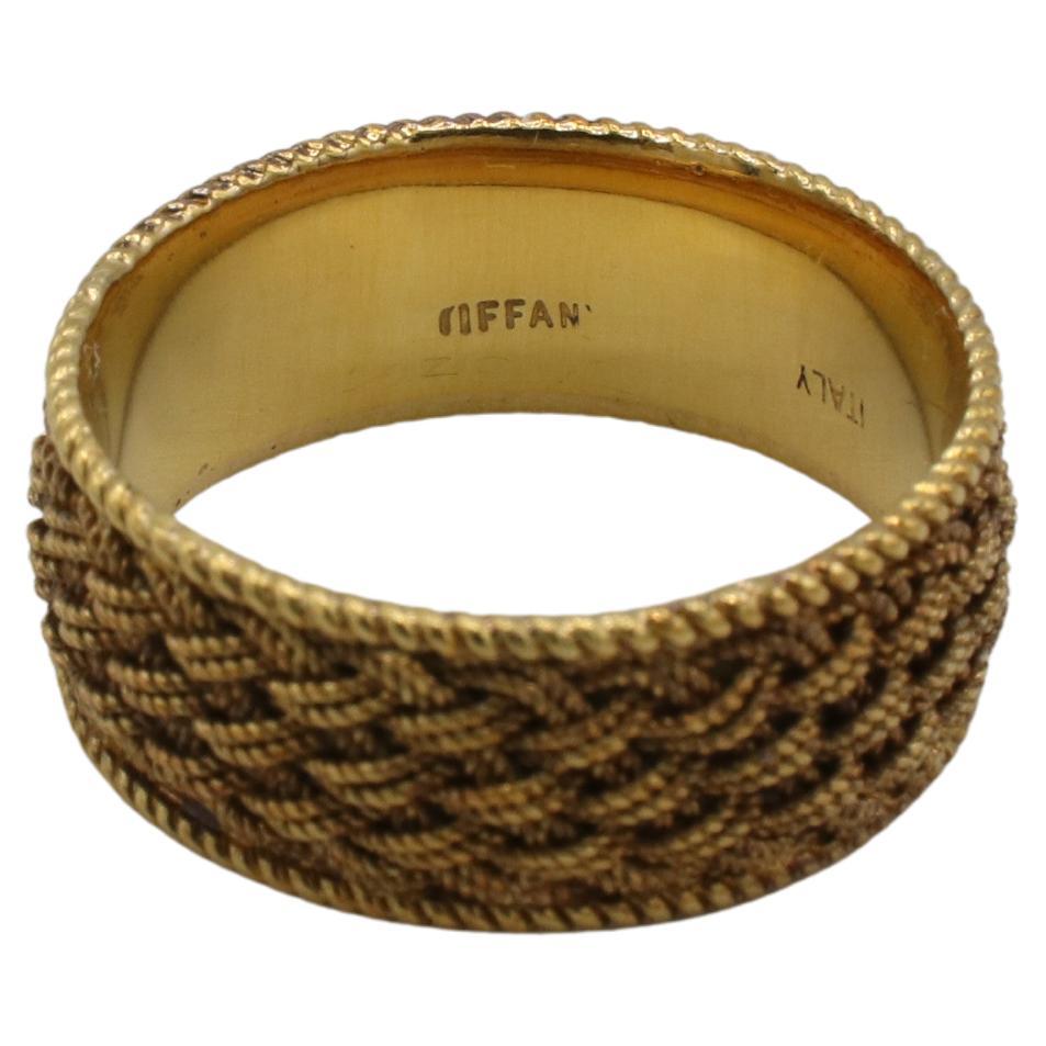 Retro Tiffany & Co. Vintage 18 Karat Yellow Gold Woven Mesh Wide Band Ring For Sale