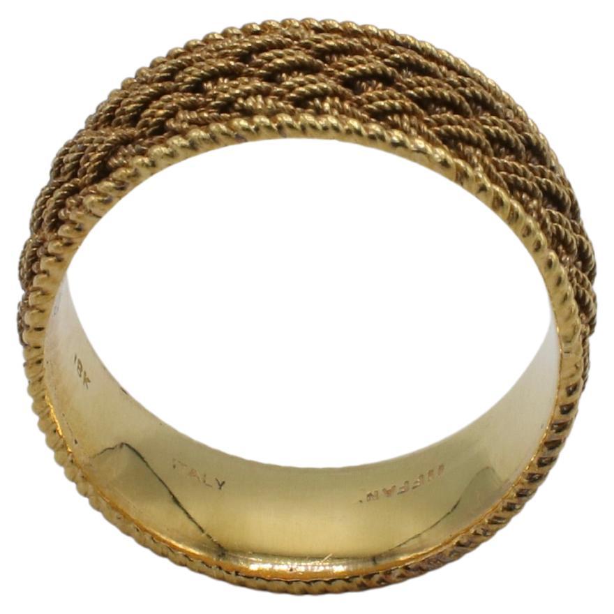 Women's or Men's Tiffany & Co. Vintage 18 Karat Yellow Gold Woven Mesh Wide Band Ring For Sale