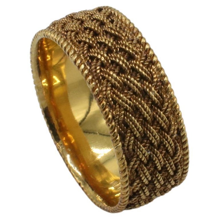 Tiffany and Vintage 18 Karat Yellow Gold Woven Mesh Wide Band