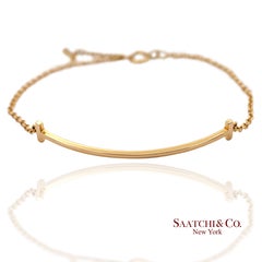 Tiffany & Co. Vintage 18K 750 Solid Yellow Gold T Smile Bracelet