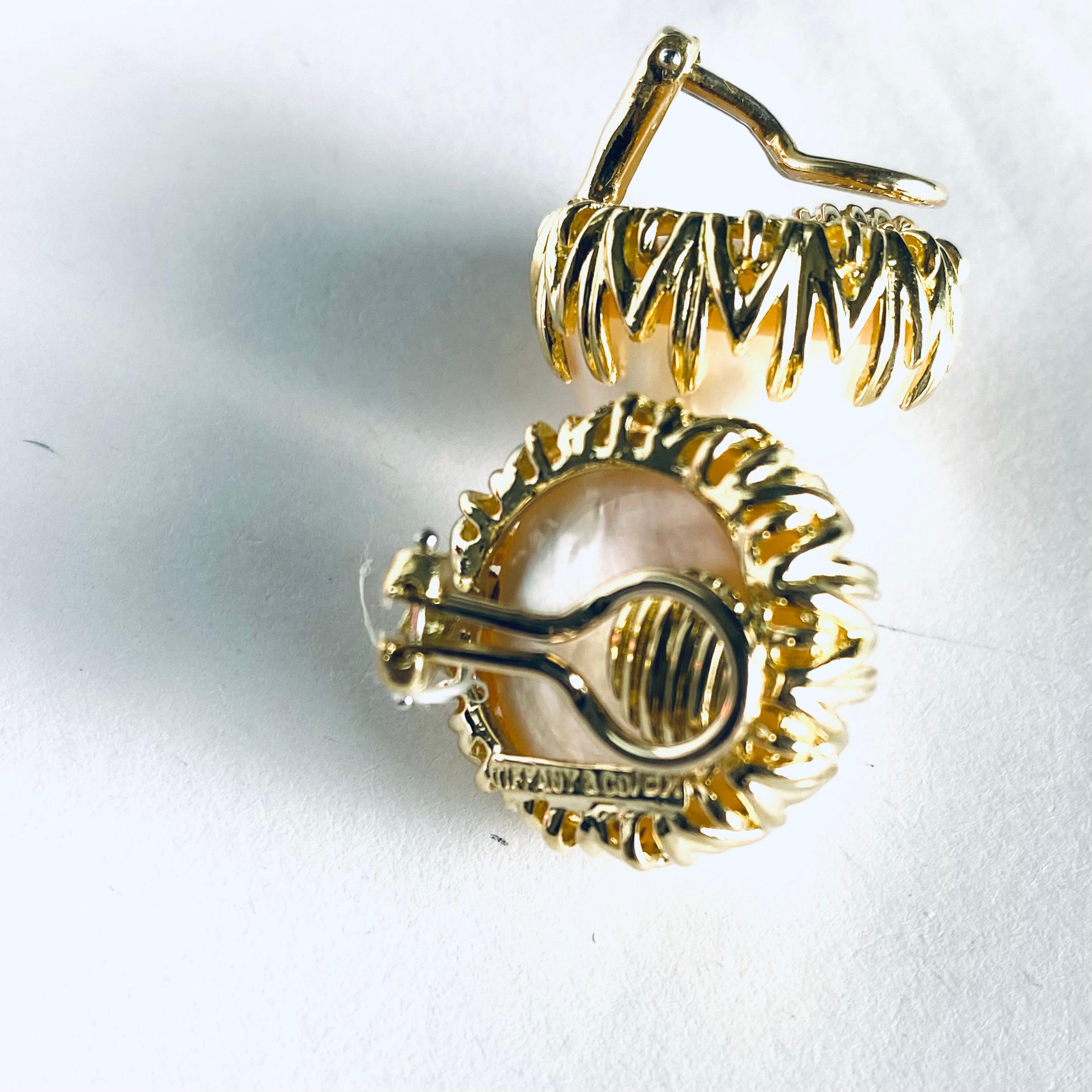 Tiffany Co. Vintage 18k Gold 20MM Mabe Perlenohrringe 0,80 Zoll Timeless Elegance 3