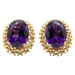 Tiffany & Co. Vintage 18K Gold 44 Carat Gem Amethyst Statement Clip Earrings