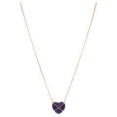 Tiffany & Co. Used 18k Gold Amethyst Cross My Heart Necklace