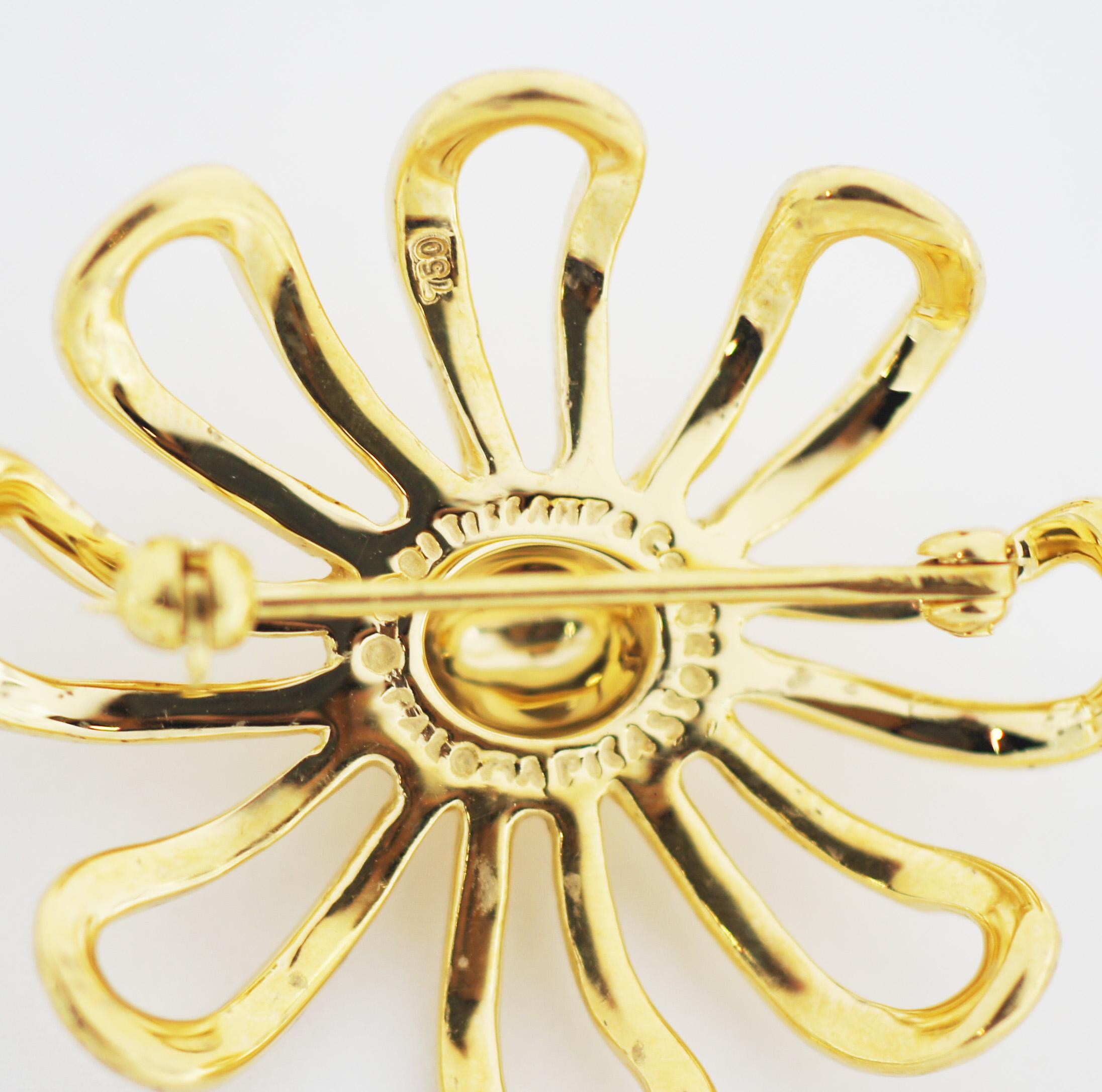 Tiffany & Co. Vintage 18k Gold Daisy Flower Brooch Pin For Sale 1