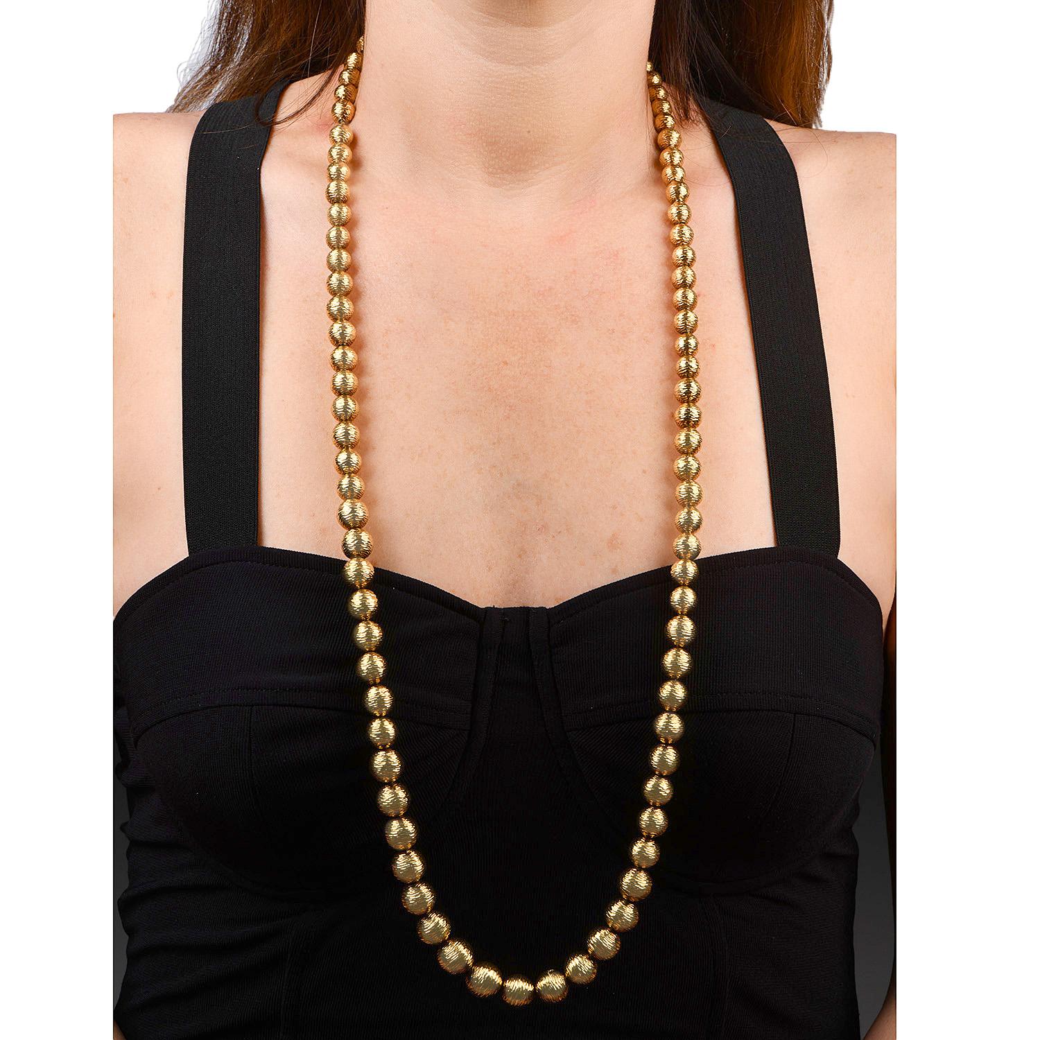 Tiffany & Co. Vintage 18K Gold Graduated Bead Long Necklace 1