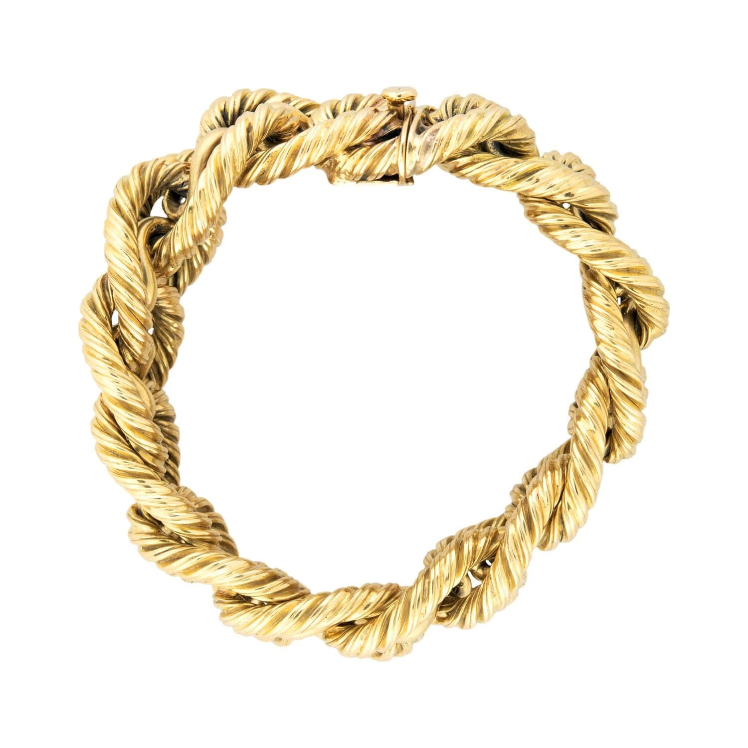TIFFANY & CO. Bracelet à chaîne torsadée vintage en or 18 carats 57.0dwt Pour femmes en vente