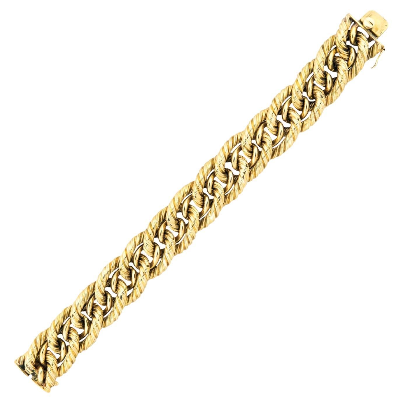 TIFFANY & CO. Vintage 18k Gold Twisted Curb Chain Bracelet 57.0dwt For Sale