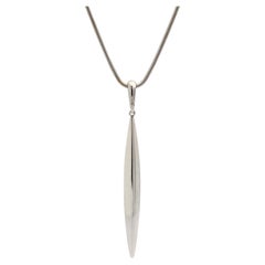 Tiffany 
Co Vintage 18K White Gold Feather Pendant 20" Snake Chain Necklace