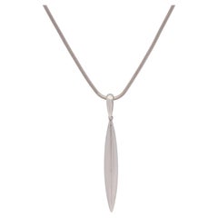 Tiffany & Co Vintage 18K White Gold Feather Pendant 20" Snake Chain Necklace