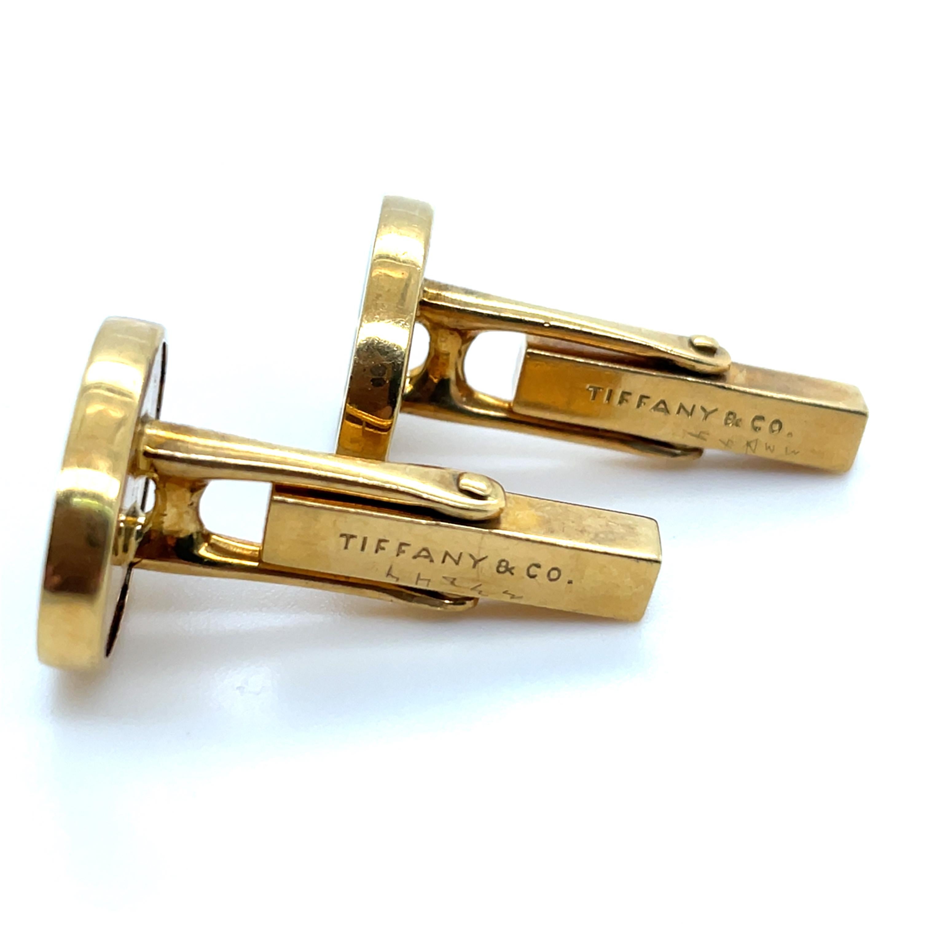 Oval Cut Tiffany & Co. Vintage 18K Yellow Gold and Onyx Cufflinks For Sale